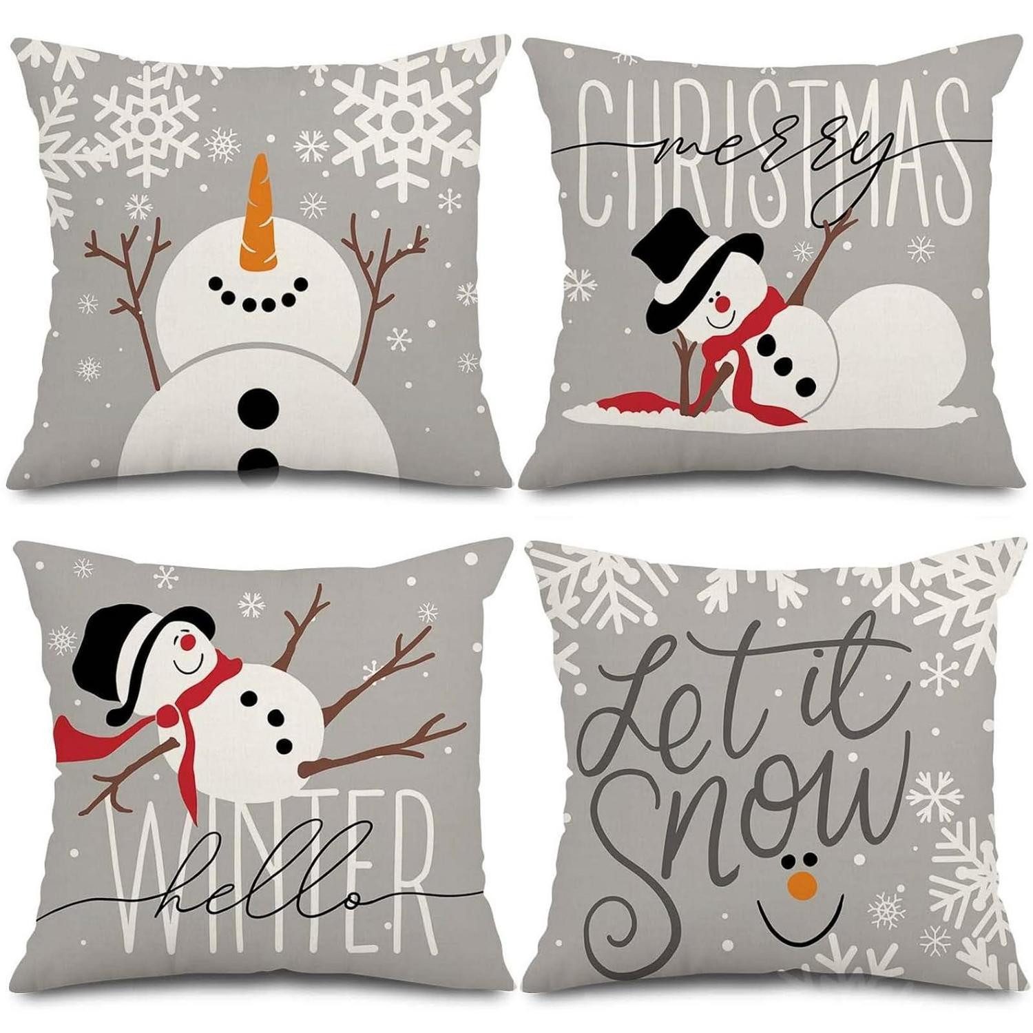 LuxusKollektion Kissenbezüge Weihnachtskissenbezug 4er Set 45x45 Grau, (4 Stück)