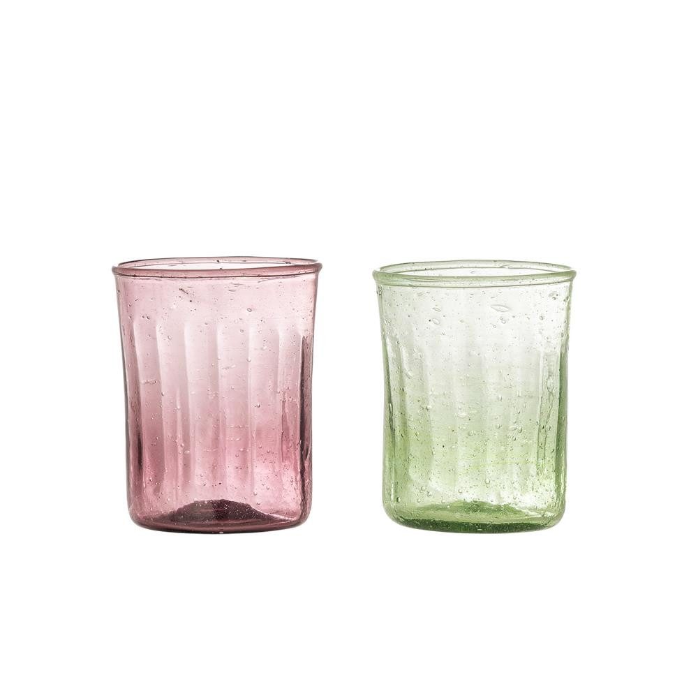 Bloomingville Glas Sunil Trinkglas in Bunt 240 ml Trinkgläser für Tischdeko, Glas, Wassergläser, Saftgläser, Rillenglas, Farbglas, Recyceltes Glas
