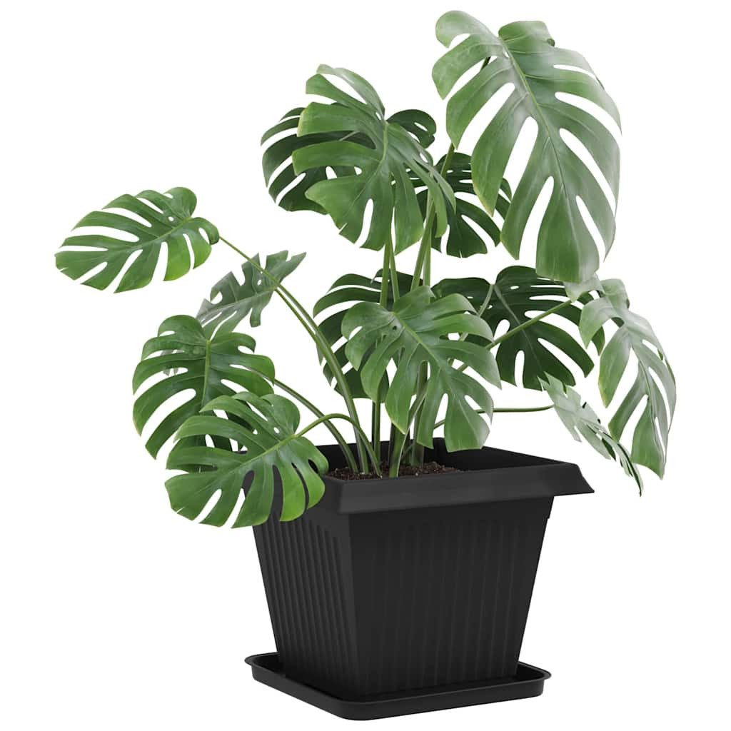 vidaXL Blumentopf Quadratisches Blumentablett 6 stk. Schwarz 32 x 32 x 2,5 cm (6 St) – Bild 3 von 5