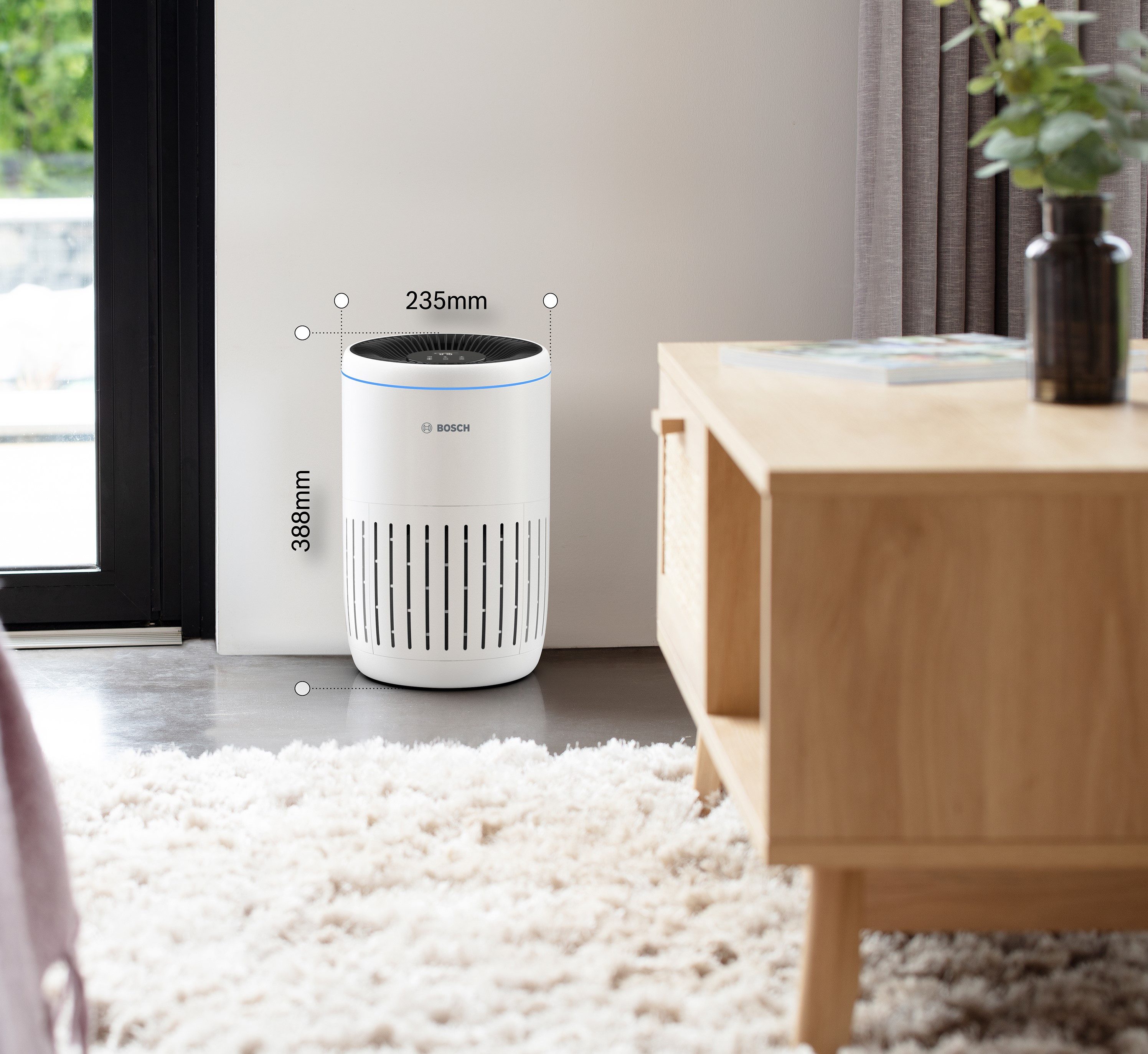 BOSCH Luftreiniger Air 2000, filtert über 99% der Schadstoffe, für 37 m² Räume, mit 3-in-1 Luftfilter, Automatik- und Ruhemodus)