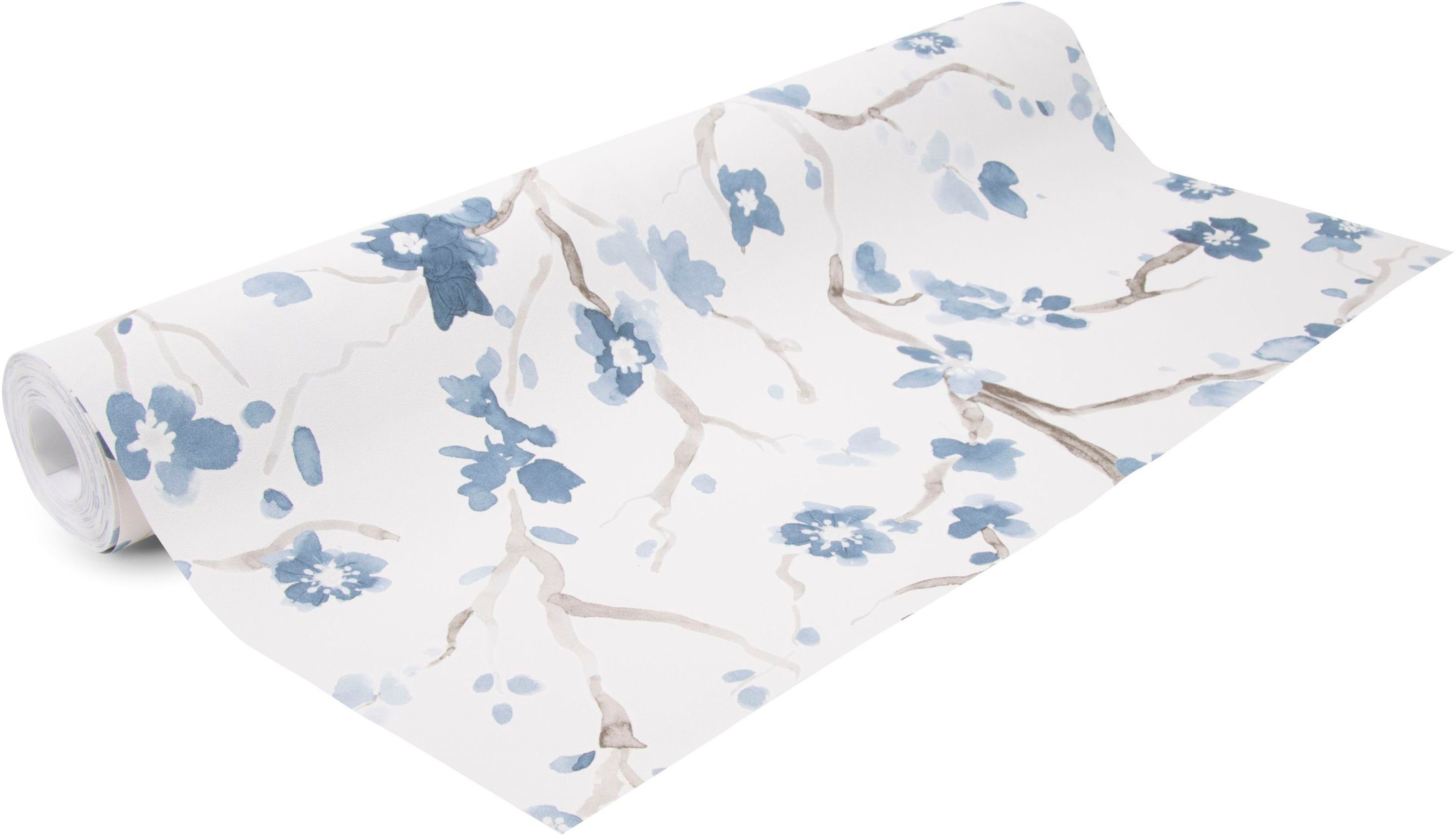 Superfresco Easy Vliestapete, aufgeschäumt, geblümt, (1 St), Uni Blau - 10mx53cm