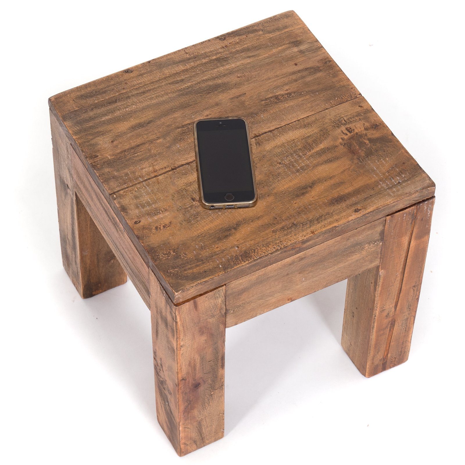 DESIGN DELIGHTS Beistelltisch Couchtisch "SQUARE 40", Altholz massiv, 40x40x40cm, Beistelltisch