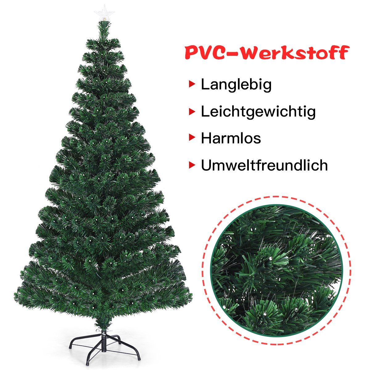 Blink-Modi LED COSTWAY Nadeln Weihnachtsbaum, 8 Tannenbaum PVC & Künstlicher
