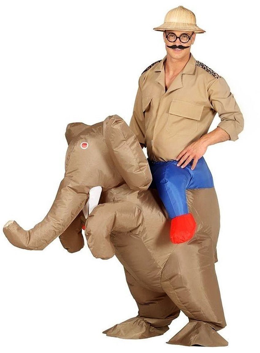 Metamorph Kostüm Elefanten-Reiter Aufblasbares Kostüm, Lustiges Reiterkostüm mit eingebautem Gebläse