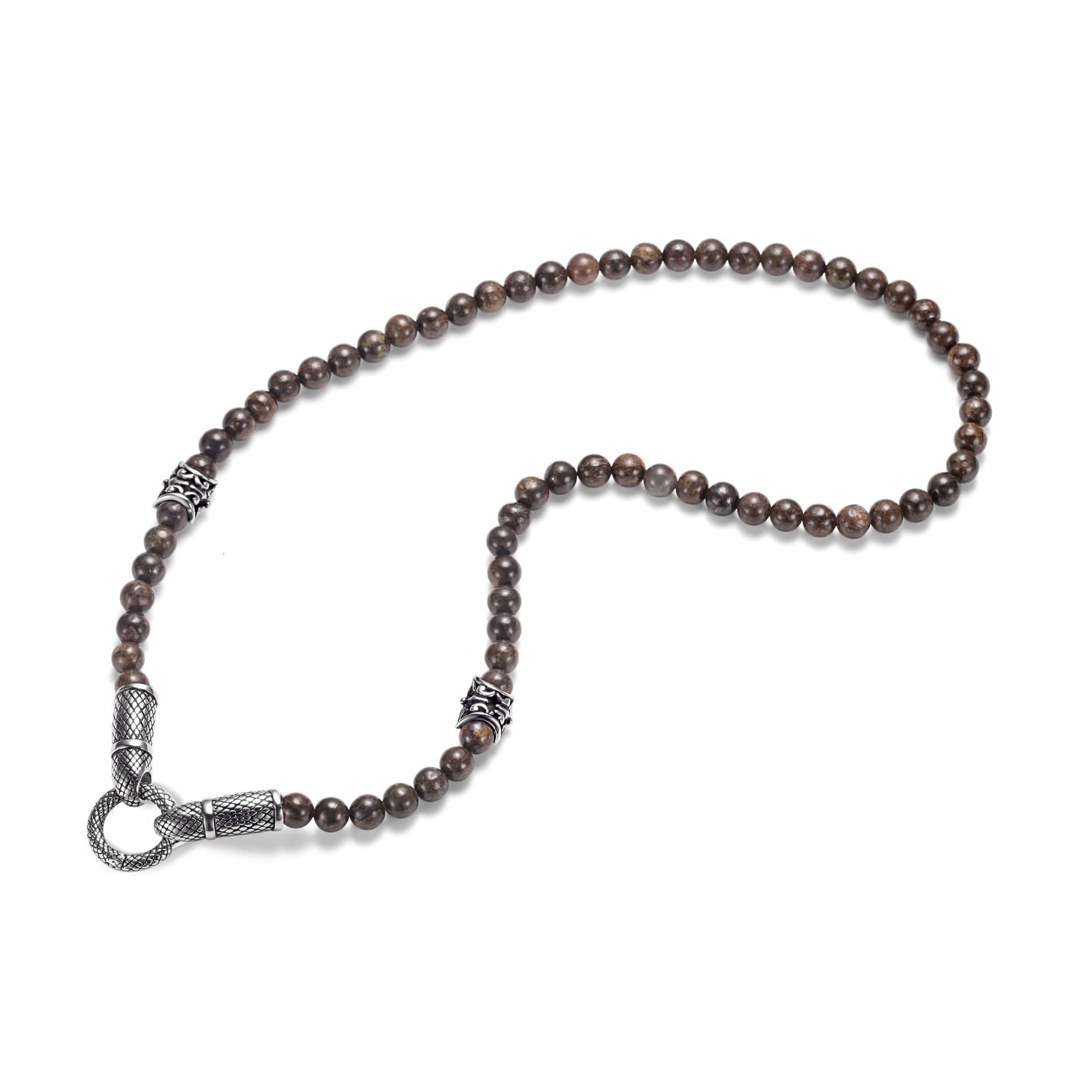 Kingka Bead-Ketten-Set Unisex Kette Bronzit Steine glänzend Edelstahl Elemente Ringverschluss (Set, Kette incl. Ringverschluss), zu Shirt, Hoodie, Jeans, Sneaker! Büro, Urlaub, Party, Geschenkidee