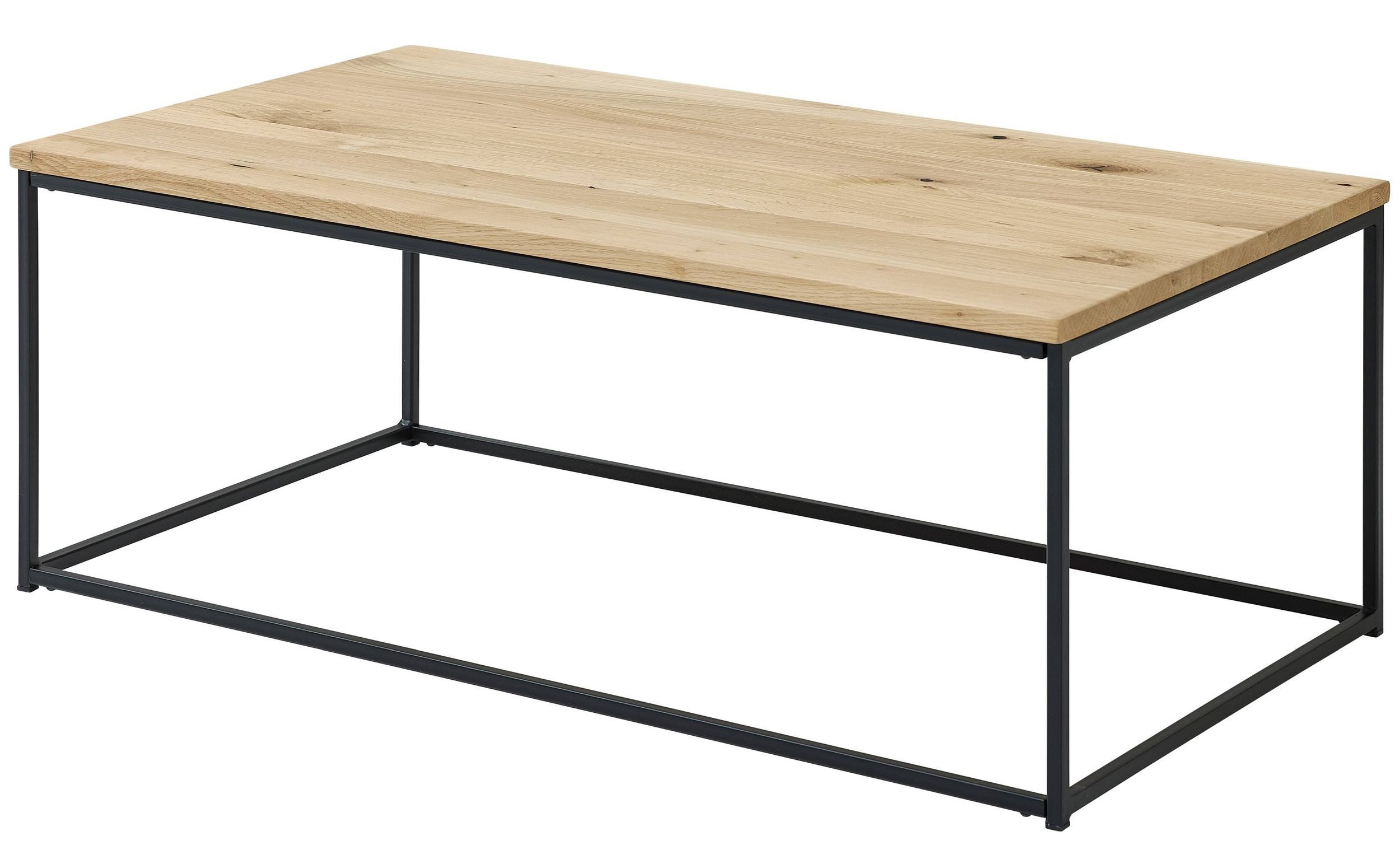 Bega Consult Couchtisch Couchtisch THOR 110 x 60 cm Platte Eiche geölt Metallgestell schwarz