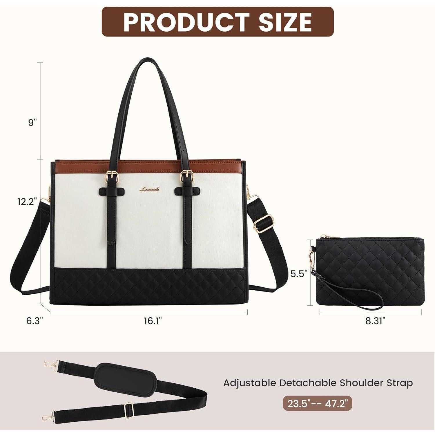 LuxusKollektion Laptoptasche Damen Laptoptasche 15,6 Zoll aus Canvas und Leder in