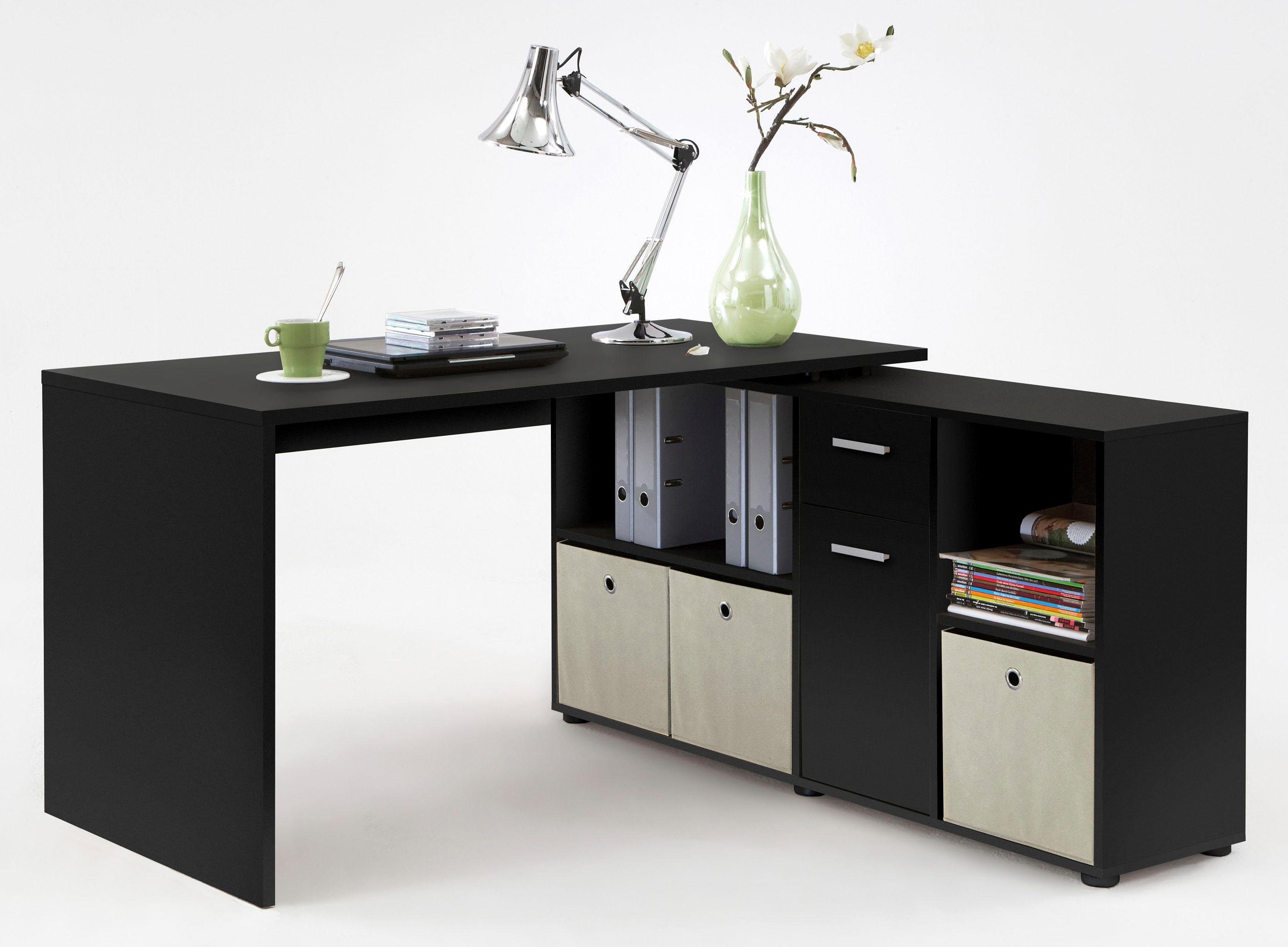 FMD Made cm, Germany 136 Lex, / schwarz drehbar, Sideboard, in Eckschreibtisch / Schreibtisch 205 Breite