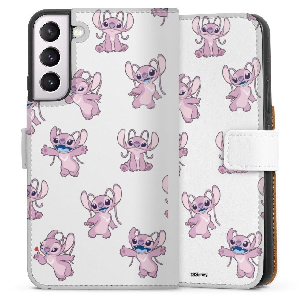 DeinDesign Handyhülle Lilo & Stitch Engel Disney Angel Faces Pattern Transparent, Samsung Galaxy S22+ Hülle Handy Flip Case Wallet Cover