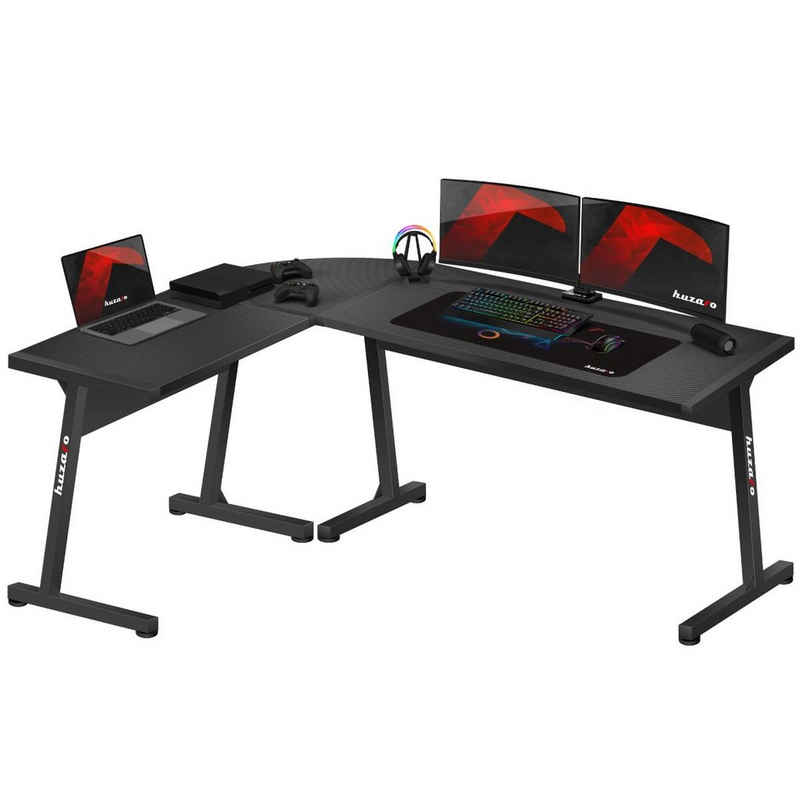 huzaro Eckschreibtisch »Hero 6.0 Eckschreibtisch Carbon Schreibtisch Gaming Tisch Computertisch ergonomisch Tischplatte Büromöbel 147x112cm Schwarz«