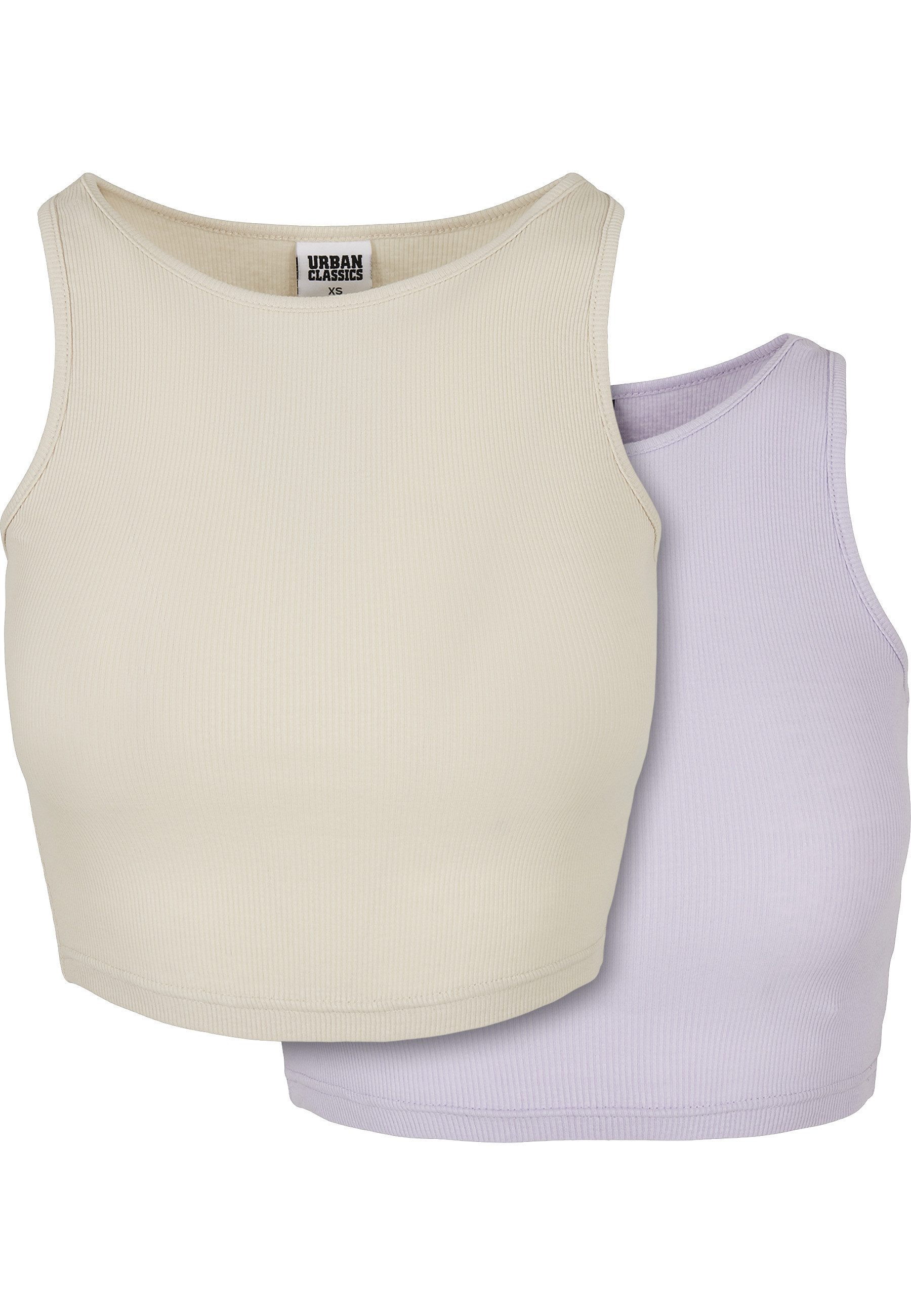 URBAN CLASSICS Tanktop Urban Classics Damen Ladies Cropped Rib Top 2-Pack (1-tlg)