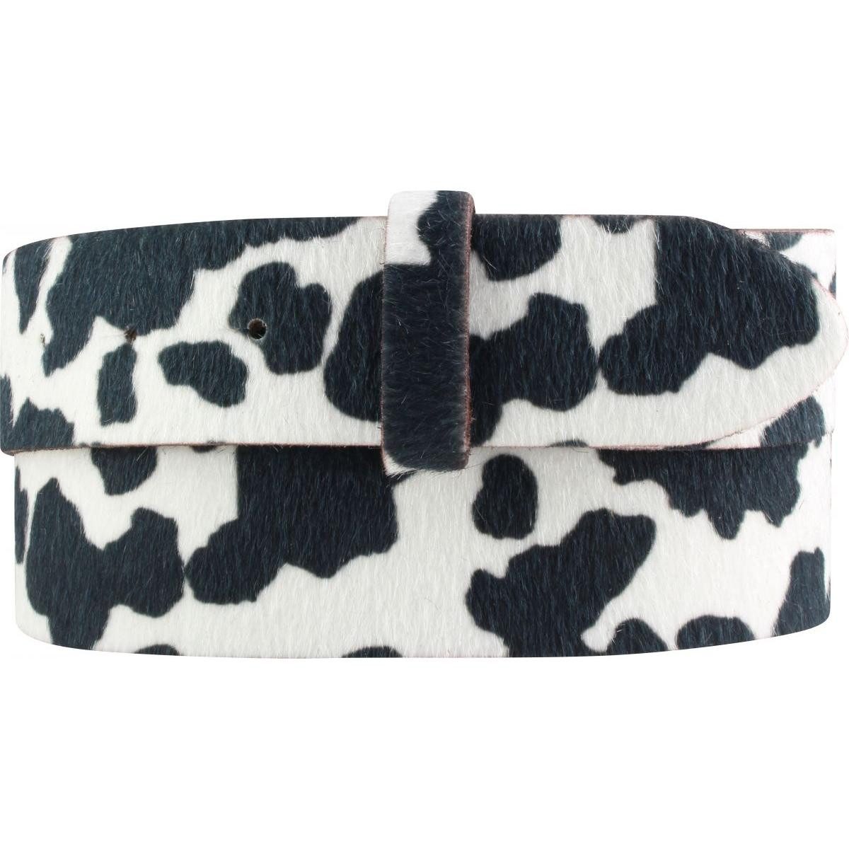 BELTINGER Ledergürtel Wechselgürtel mit Fell ohne Schnalle 4 cm - Kuh-Ledergürtel für Damen (1-St)