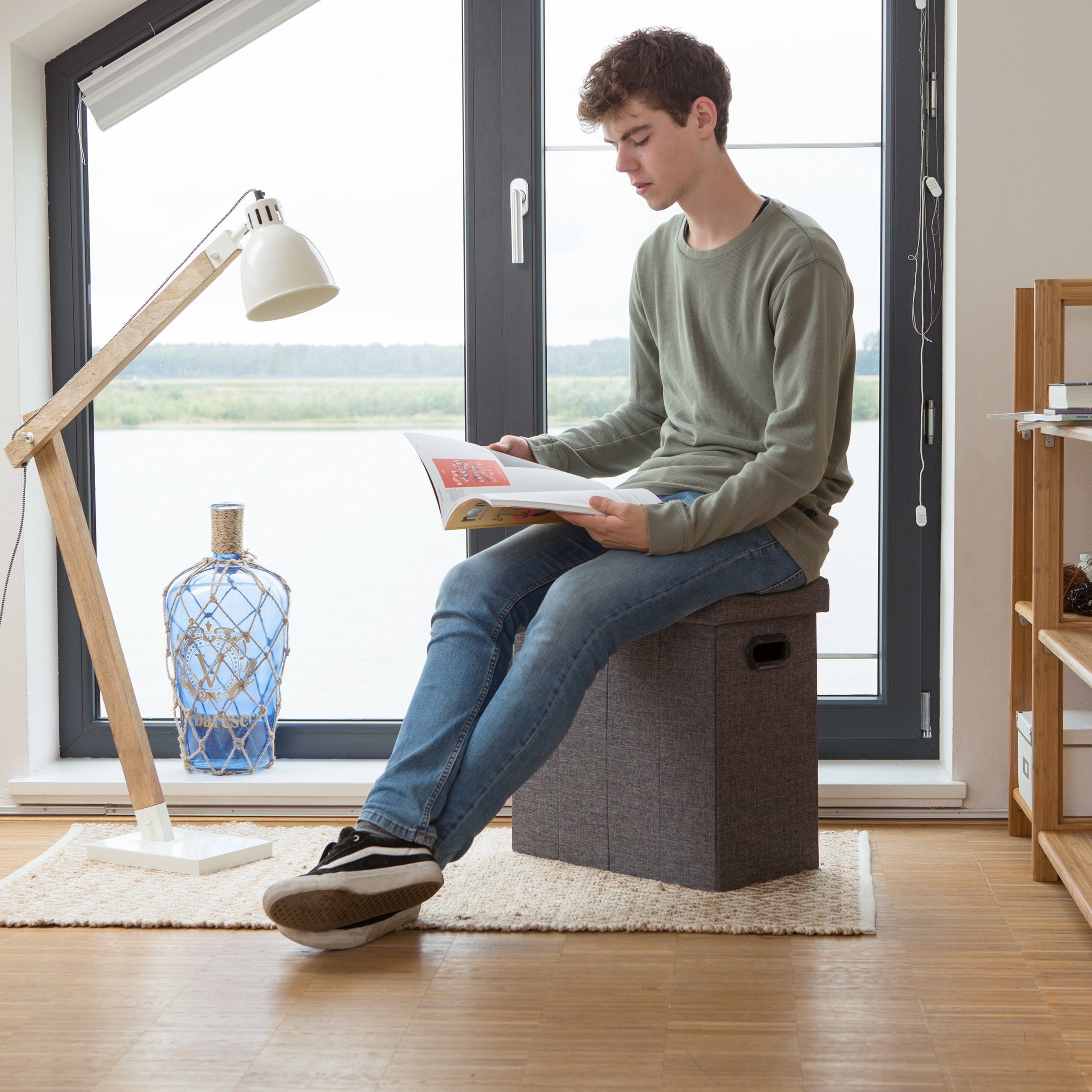 relaxdays Sitzhocker Faltbarer Sitzhocker, Dunkelgrau günstig online kaufen