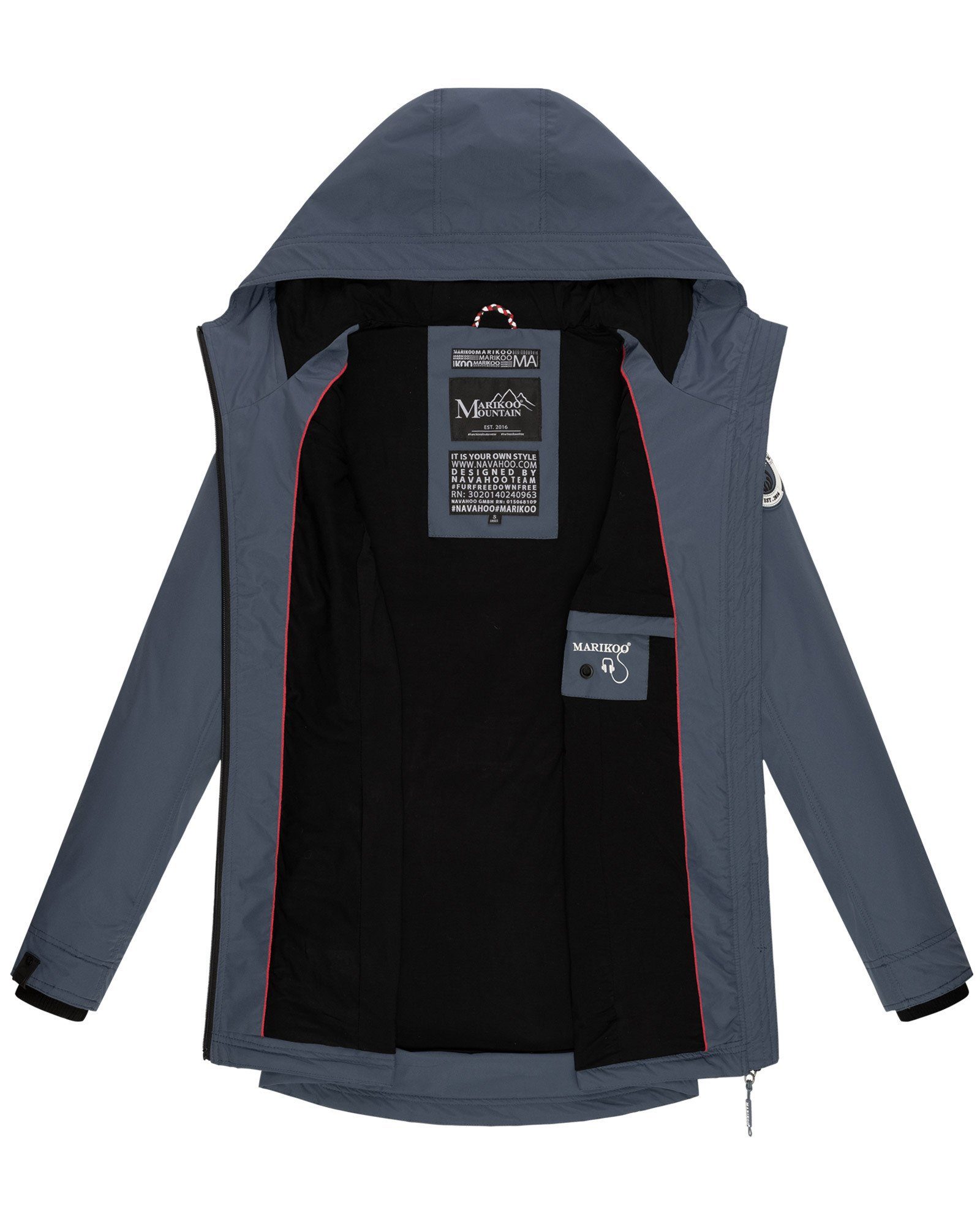 Marikoo Outdoorjacke Honigbeere sportliche Übergangsjacke mit Kapuze