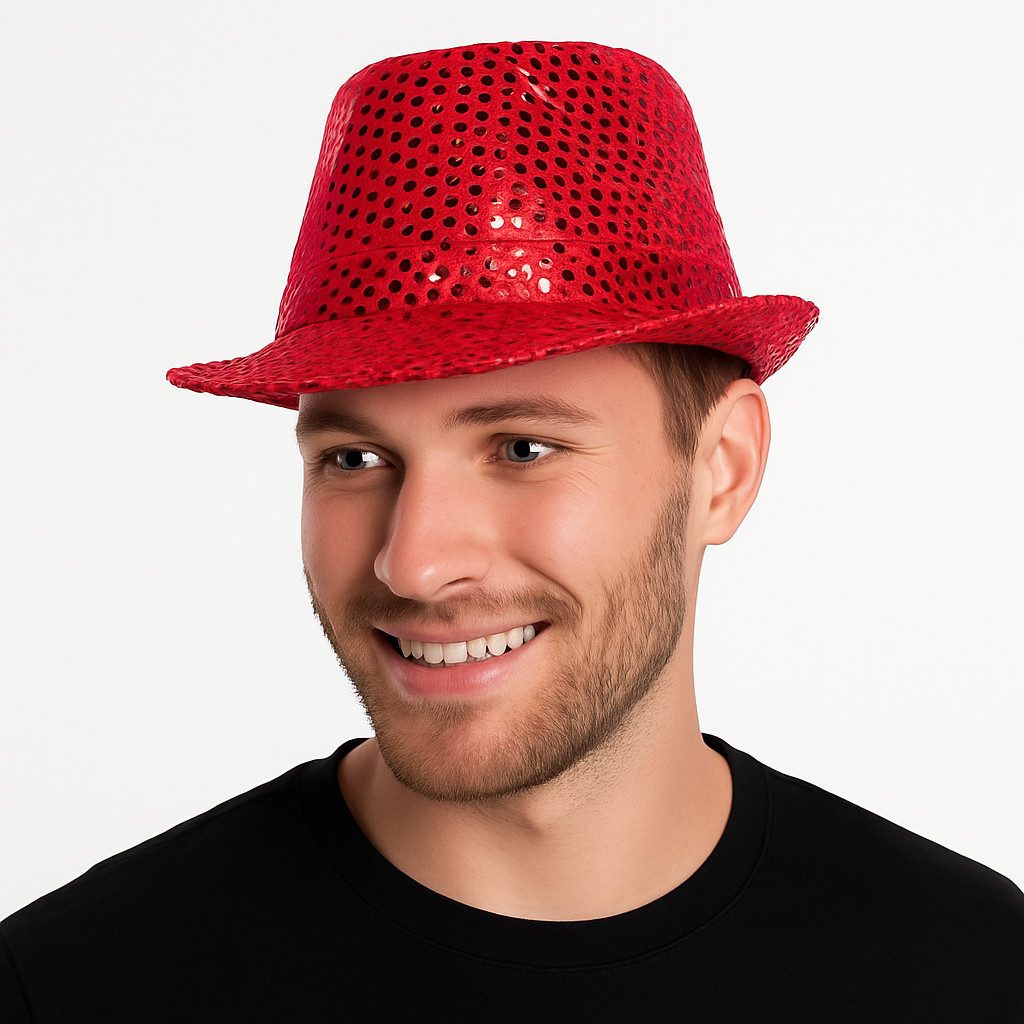 Folat Filzhut Glitzer Pailletten Partyhut für Damen & Herren Kostümaccessoire Funkelnd, leicht, vielseitig