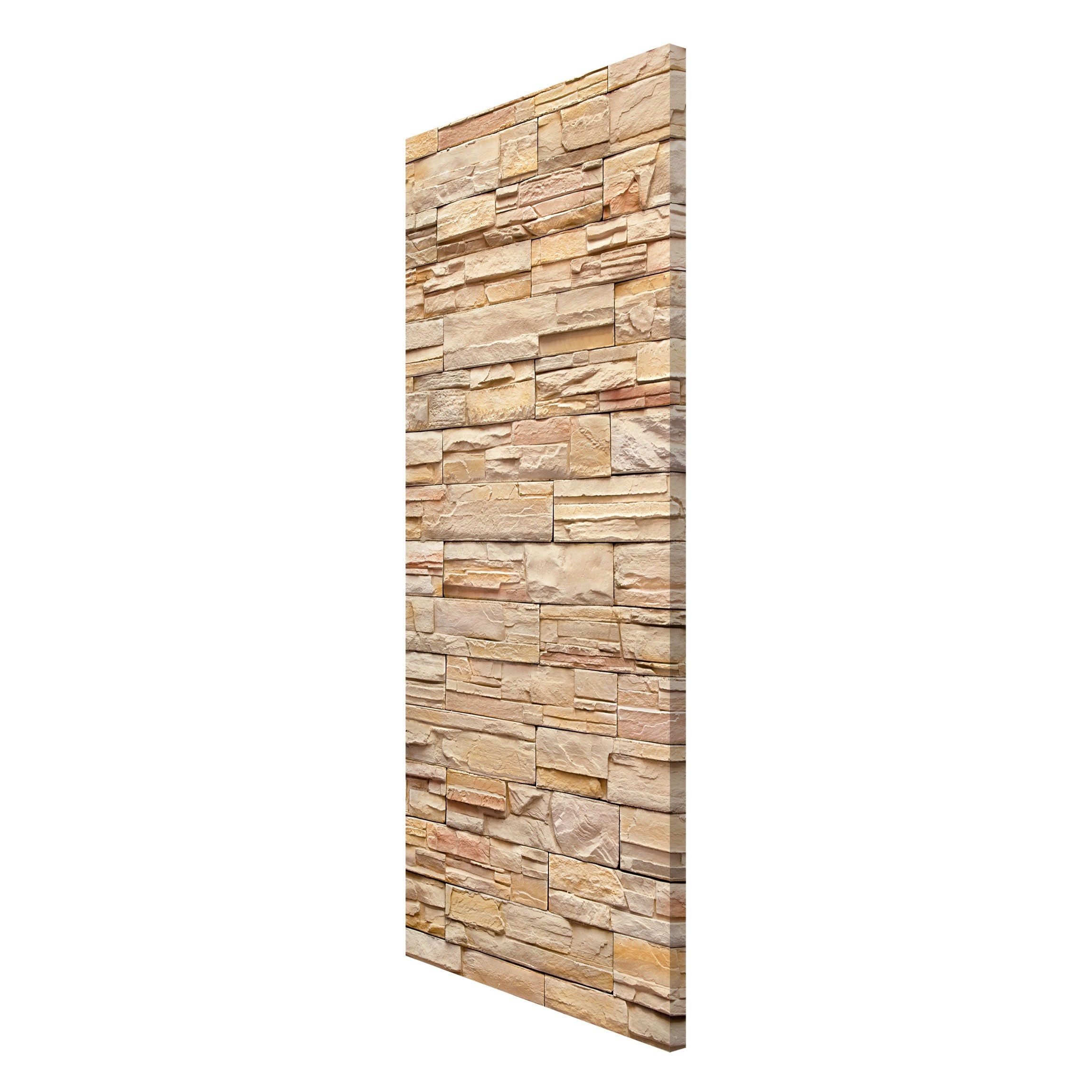 Bilderdepot24 Magnettafel Küche deko Große helle Steinmauer, (1-tlg., Magnetboard Pinnwand für die Wand - metallische Tafel für Magnete), Magnetwand groß mit Motiv Büro Memoboard magnetisch Querformat
