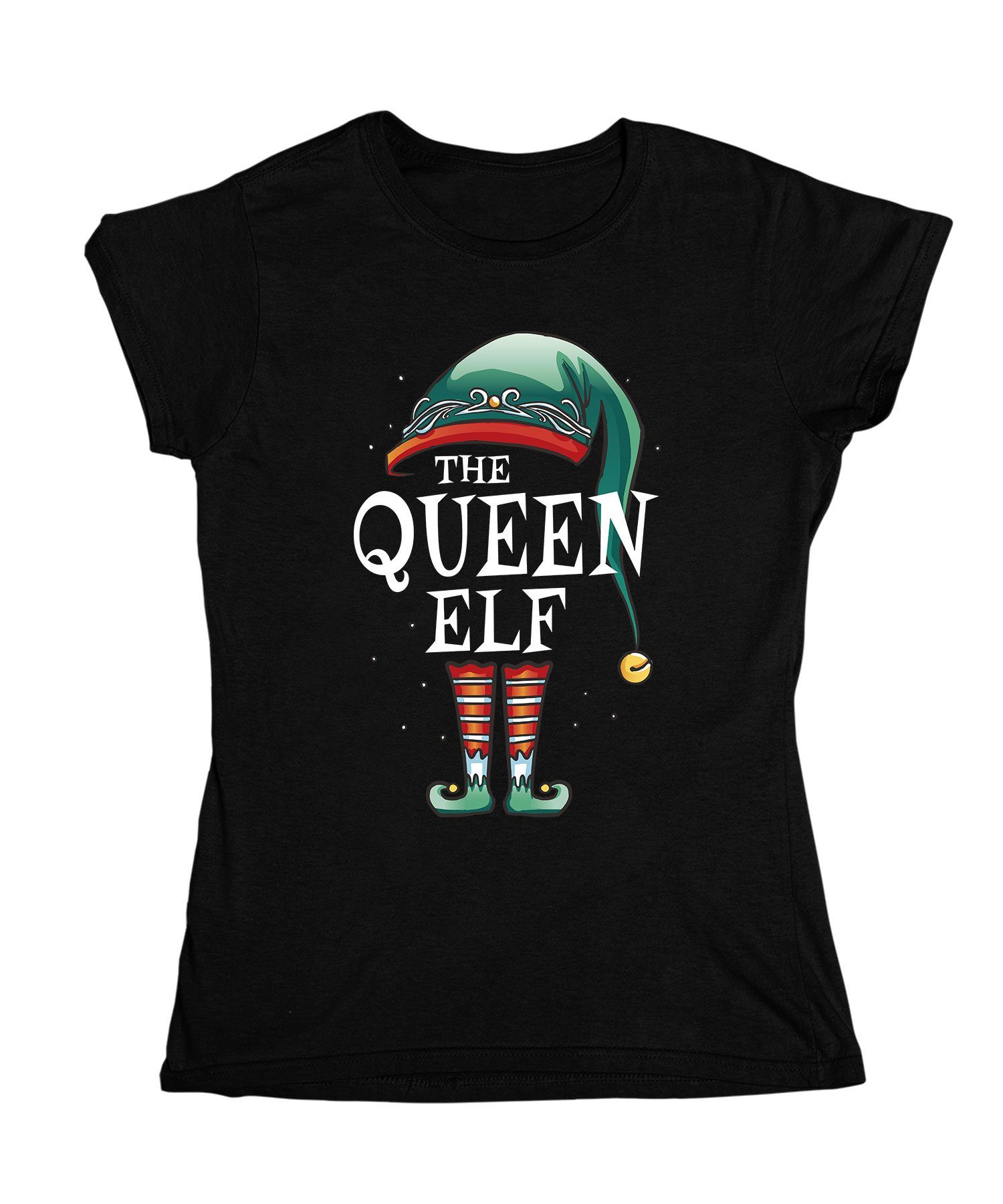 Outfit (1-tlg) Weihnachtself Formatee Spruch The Elfen Queen Elf Quattro Kurzarmshirt