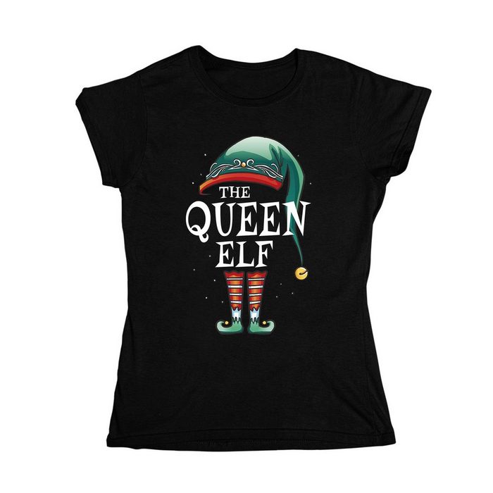 Quattro Formatee Kurzarmshirt The Queen Elf Weihnachtself Outfit Elfen Spruch (1-tlg) AN10794