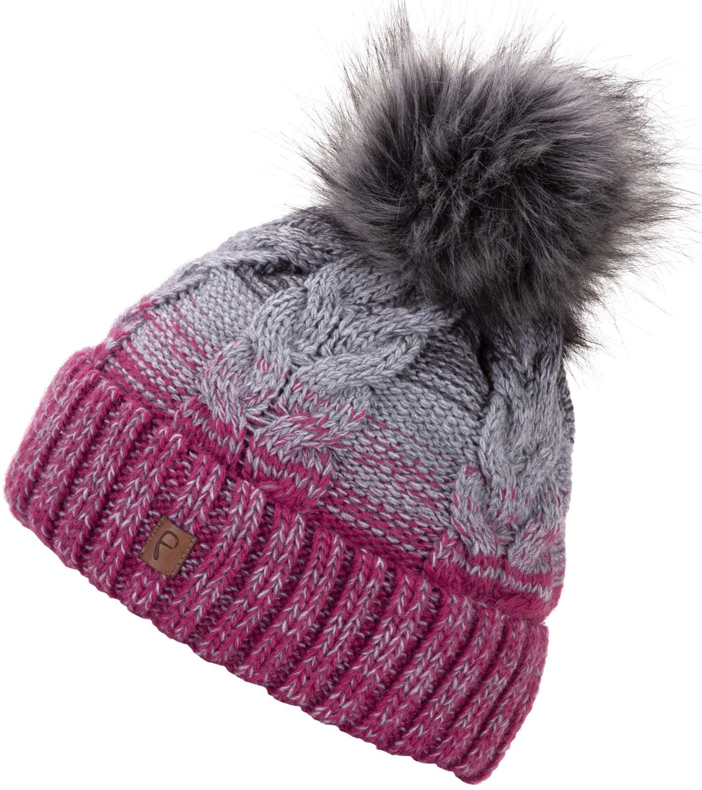 Faera Bommelmütze Wintermütze Damen Herren Mütze Beanie Haube gefüttert Bommelmütze