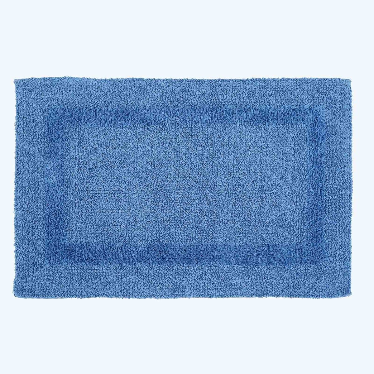 Homescapes Badematte 2-tlg. Badgarnitur blau aus 100% Baumwolle, Höhe 20 mm, Baumwolle, rechteckig, 50 x 80 cm & 50 x 55 cm – Bild 2 von 5