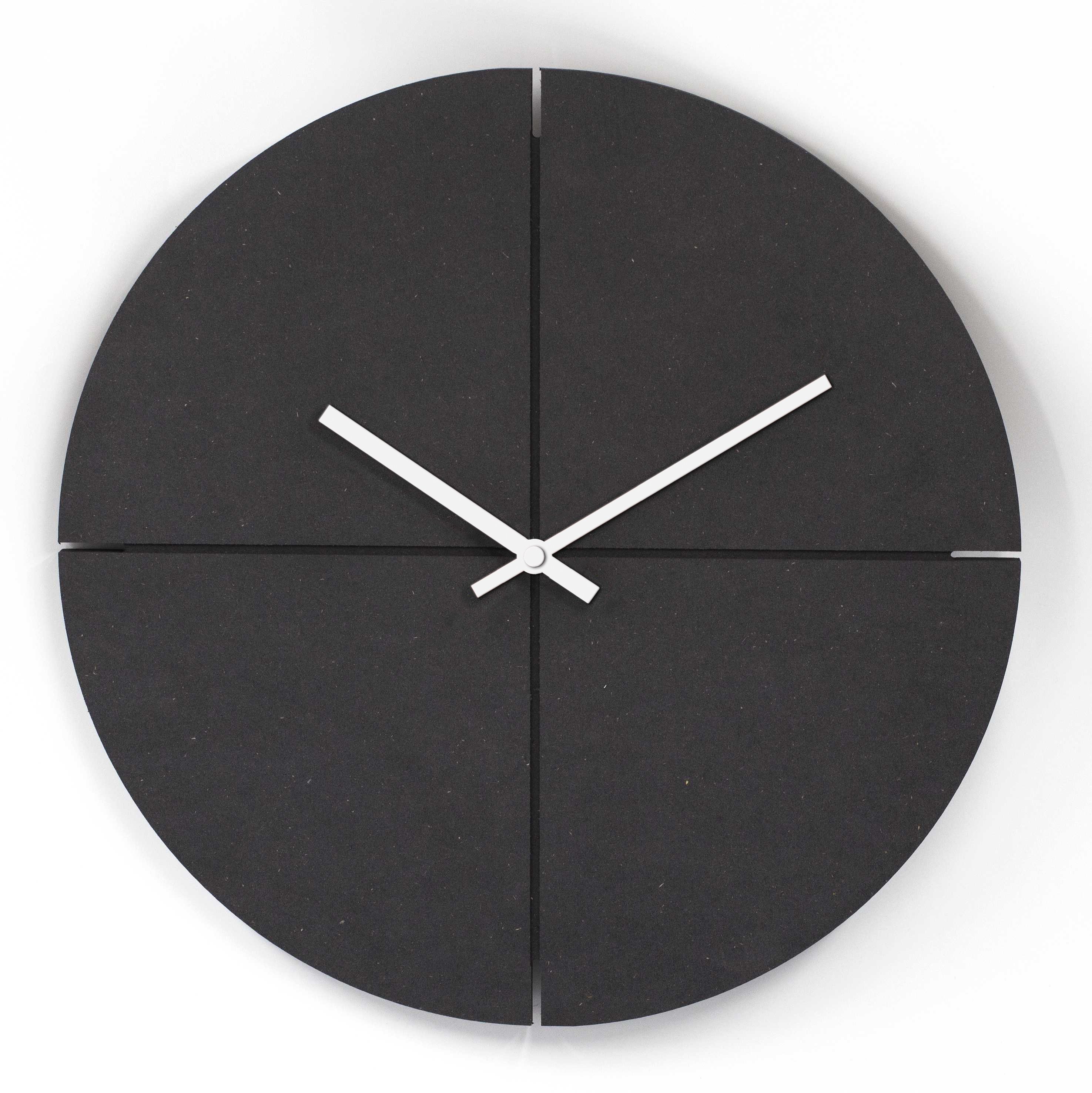 K&L Wall Art Wanduhr Lautlose MDF Holzuhr Schwarz Weiß Retro Uhr modern Metallzeiger (30 cm groß, lautlos, ohne Ticken)