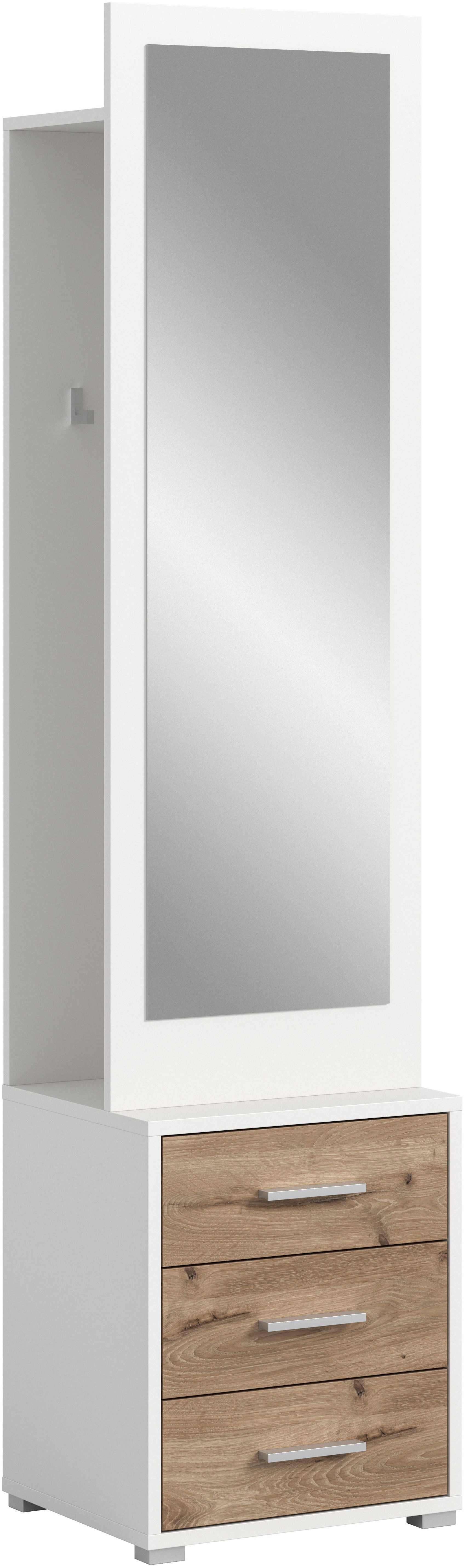 Home affaire Kompaktgarderobe Morrea, Höhe 190 cm, 3 Schubkästen, 3 Haken, 1 Kleiderstange (1-St) schmale Garaderobe, Stauraum, Flur, Diele