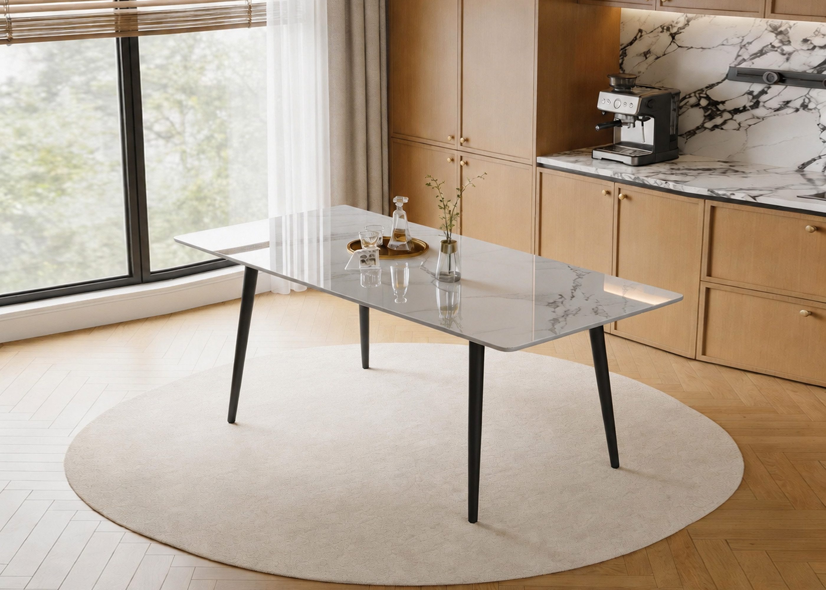 oleyluckidea Esstisch 160cm, Moderner Esszimmer küchentisch, Esszimmertisch Weiß (ein Esstisch), Breite 120/160 cm
