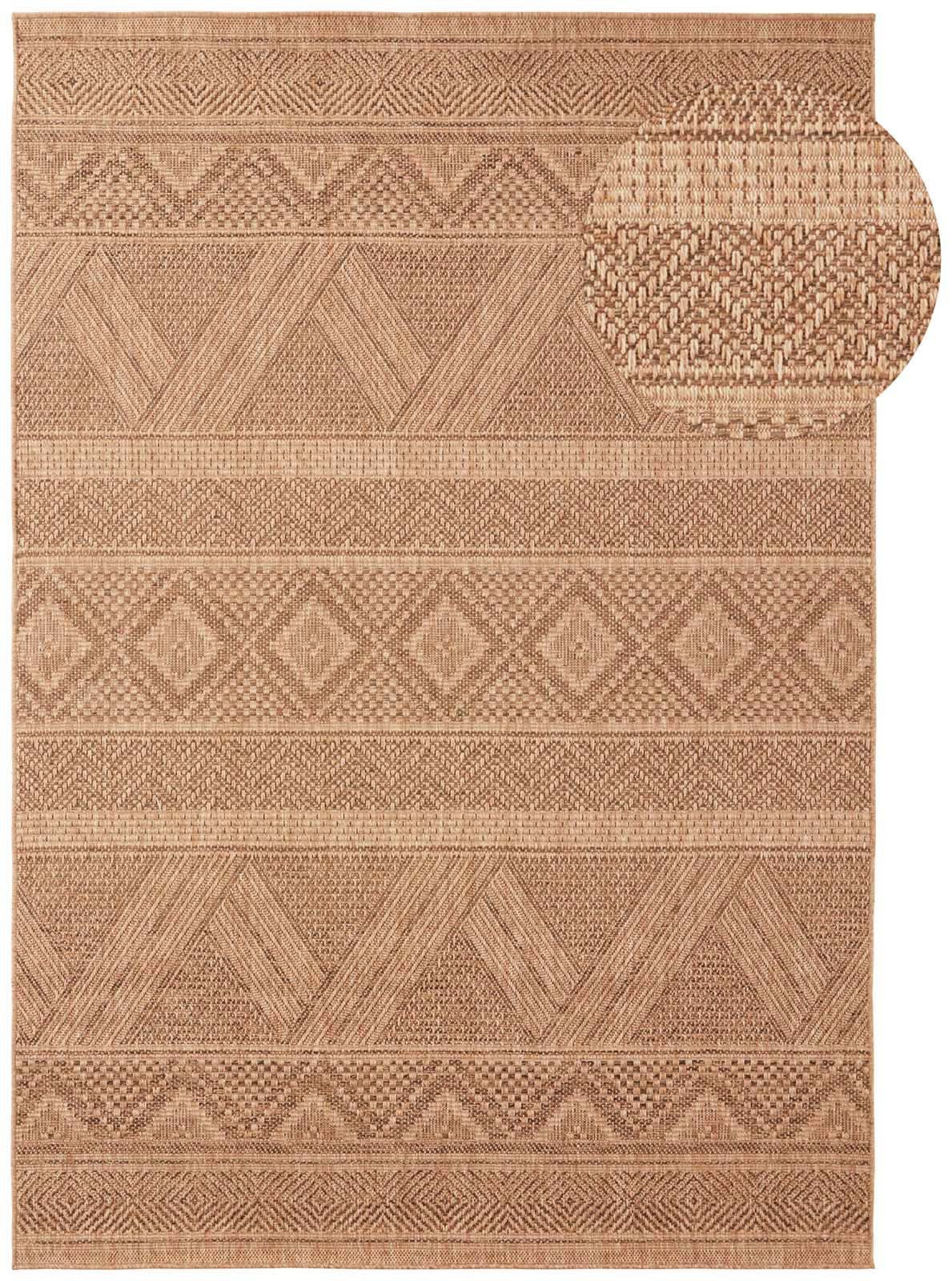 TaraCarpet Teppich TaraCarpet Borneo Nativ Outdoor Teppich – Wetterfester Indoor & Outdoo, rechteckig, Höhe: 6 mm, Küche Wohnzimmer Terrasse Garten Balkon beige 80x150