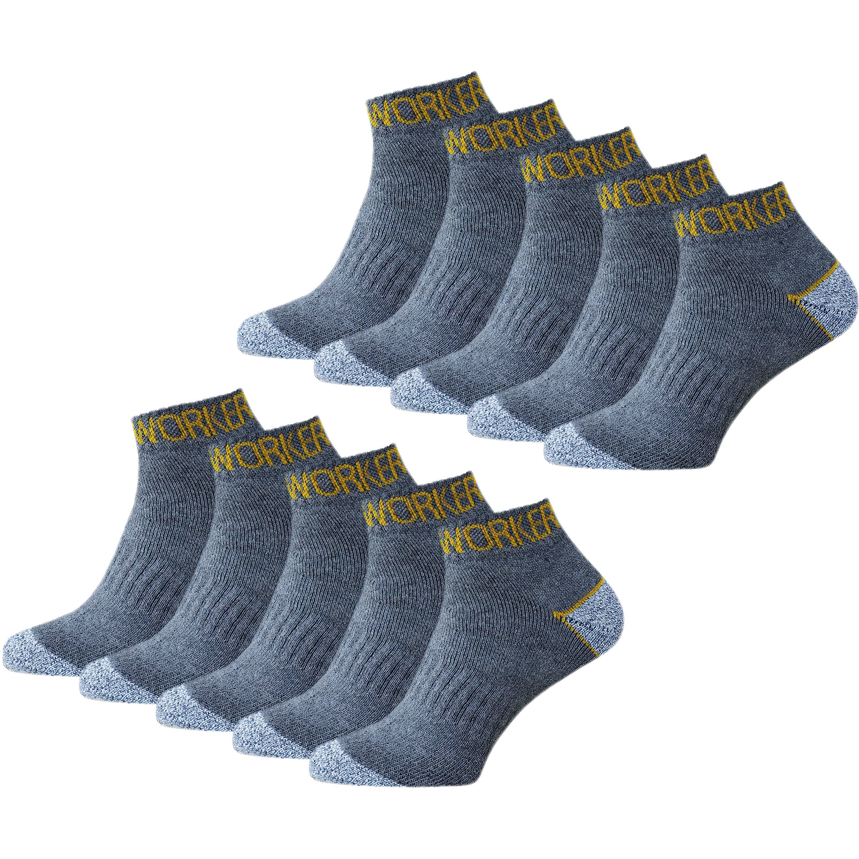 TEXEMP Arbeitssocken 10 bis 30 Paar Kurze Arbeitssocken Work Sneaker Socken Baumwolle (10-Paar) Verstärkte Ferse & Spitze - Komfortbund Grau