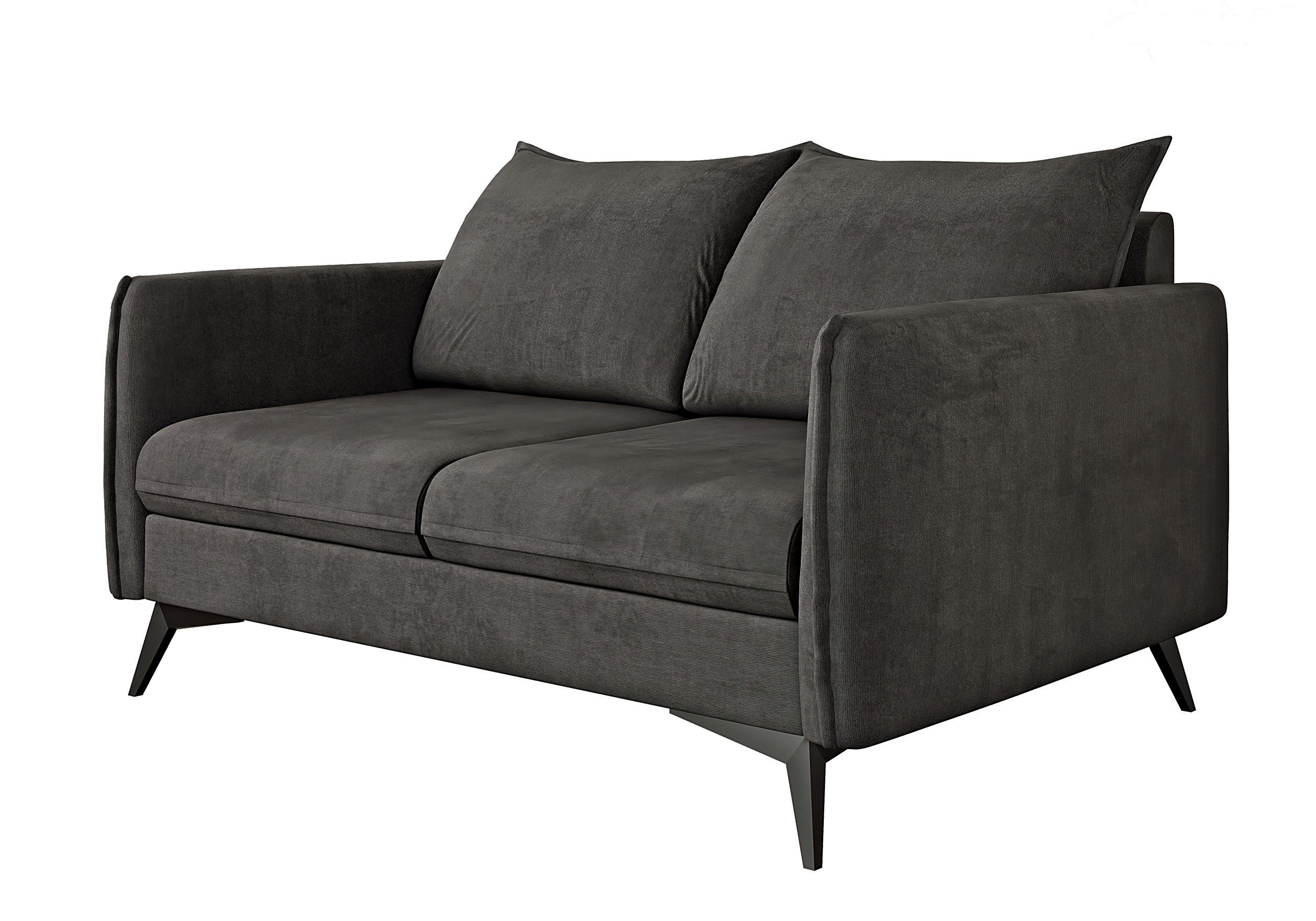 S-Style Möbel Azalea Füßen, Modernes mit mit Metall Wellenfederung 2-Sitzer Schwarz Graphit Sofa