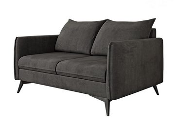 S-Style Möbel 2-Sitzer Modernes Sofa Azalea mit Schwarz Metall Füßen, mit Wellenfederung