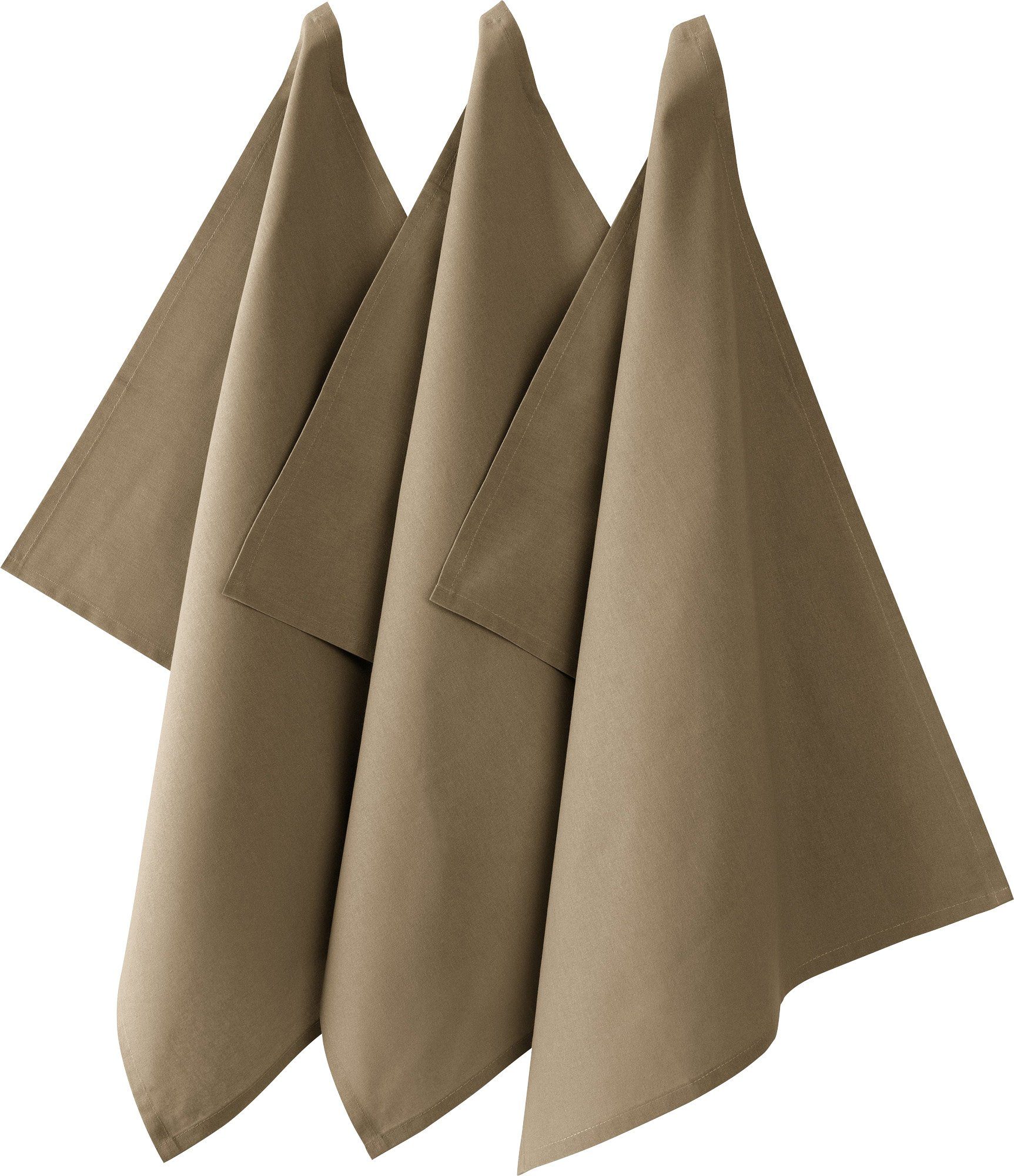 Geschirrtuch REDBEST Uni Baumwolle "Seattle" Geschirrtuch (3-tlg), taupe 3er-Pack,