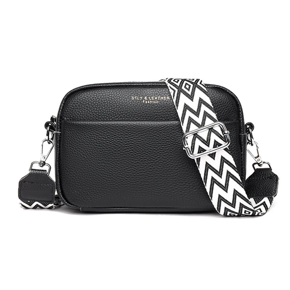 GelldG Umhängetasche Umhängetasche Schwarz Bag Handtasche breitem mit Schultergurt Crossbody