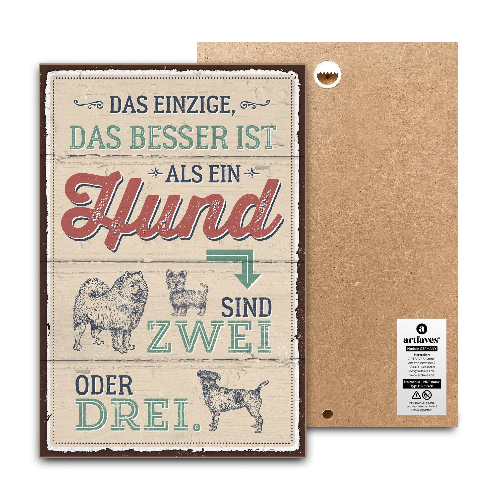 ARTFAVES Holzbild Schild mit Spruch - Das einzige das besser ist als ein Hund - Haustier