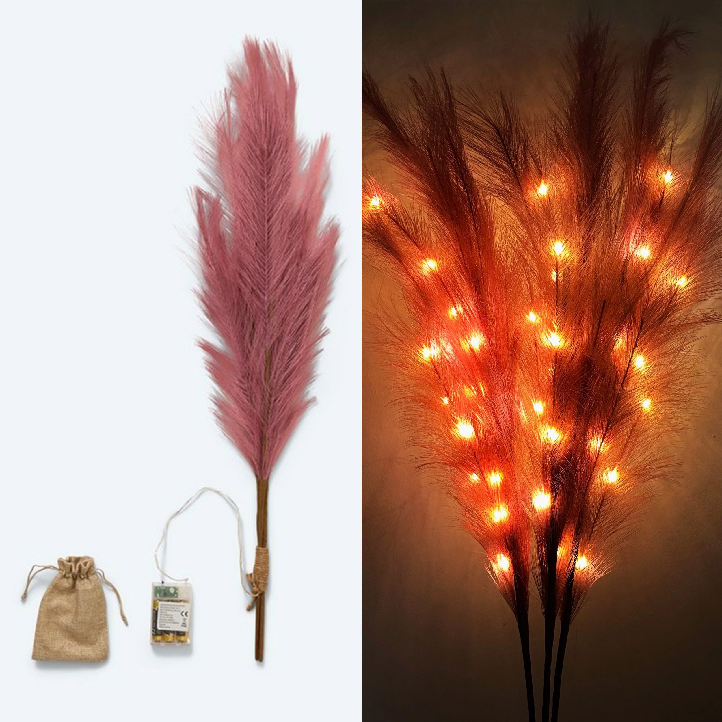 Kunstpflanze künstliches Pampasgras mit LED-Beleuchtung, Timer - 80 bis 115 günstig online kaufen