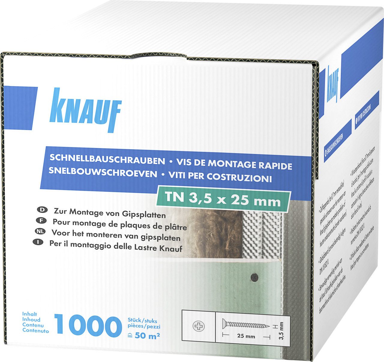 KNAUF Trockenbauschrauber Knauf Schnellbauschrauben 3,5 x 25 mm, PH 1, 1000 – Bild 3 von 4