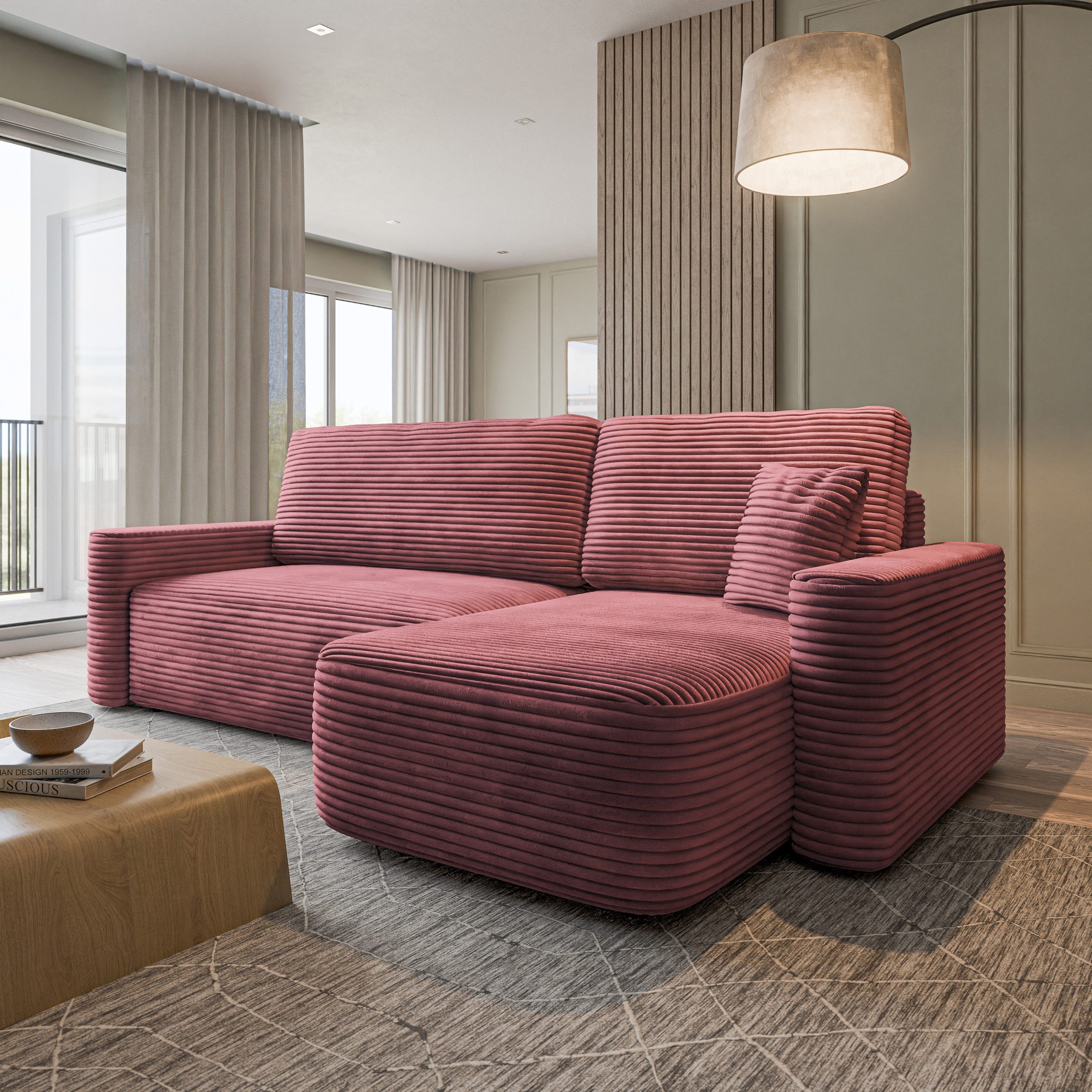 Masseno Ecksofa NERI mit Schlaffunktion L-Form, Sofa mit Bettkasten