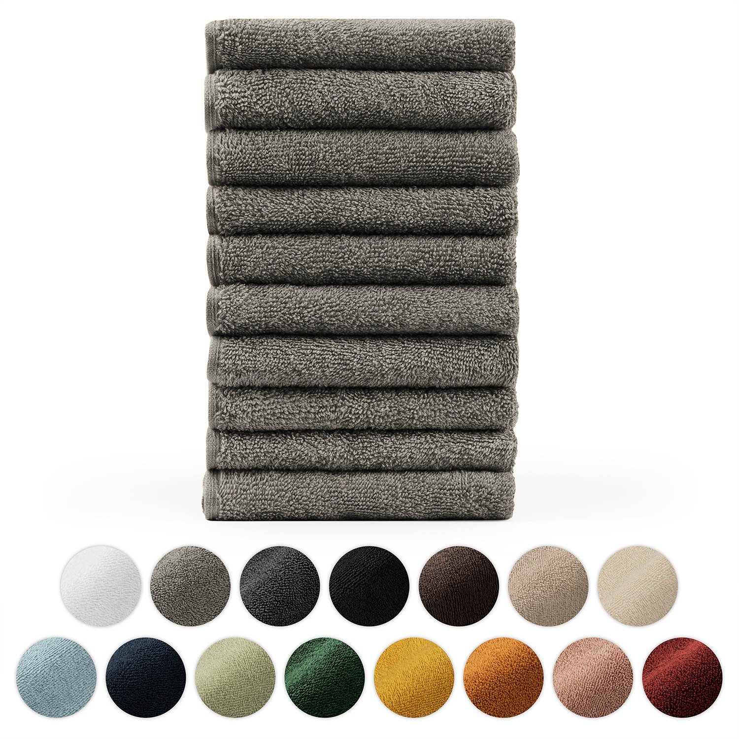 Blumtal Gästehandtücher Premium 10er Set Gästehandtücher rechteckig 30x50cm, Frottee (10-St), Handtücher Set, 100% Baumwolle