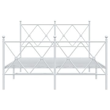 vidaXL Bett Bettgestell mit Kopf- und Fußteil Metall Weiß 120x200 cm
