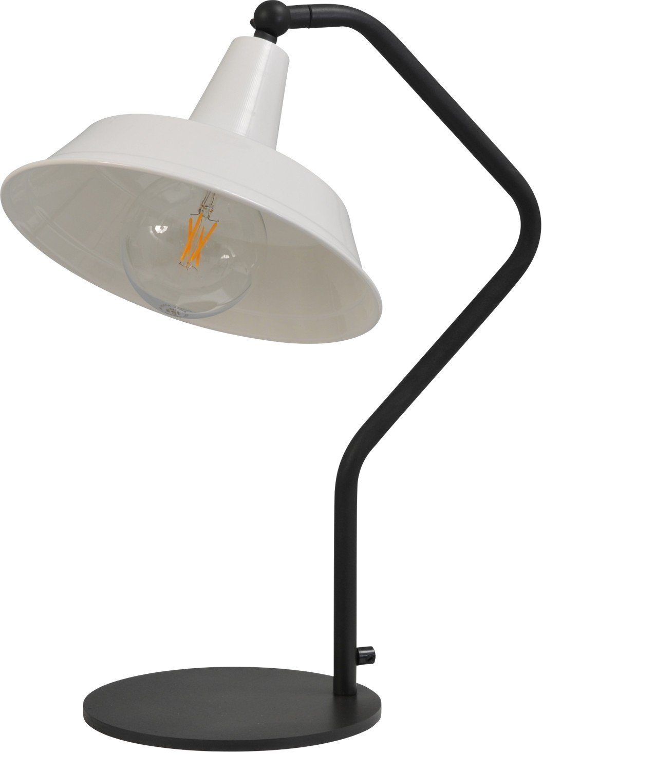 Licht-Erlebnisse Nachttischlampe PRATO, ohne 53 Leuchtmittel, Industrial Weiß cm Tischleuchte Schwarz E27 Design Metall