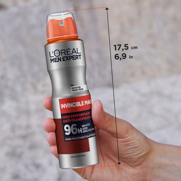 L'ORÉAL PARIS MEN EXPERT Deo-Spray Invincible Man Anti-Transpirant, 96H Schutz vor Gerüchen