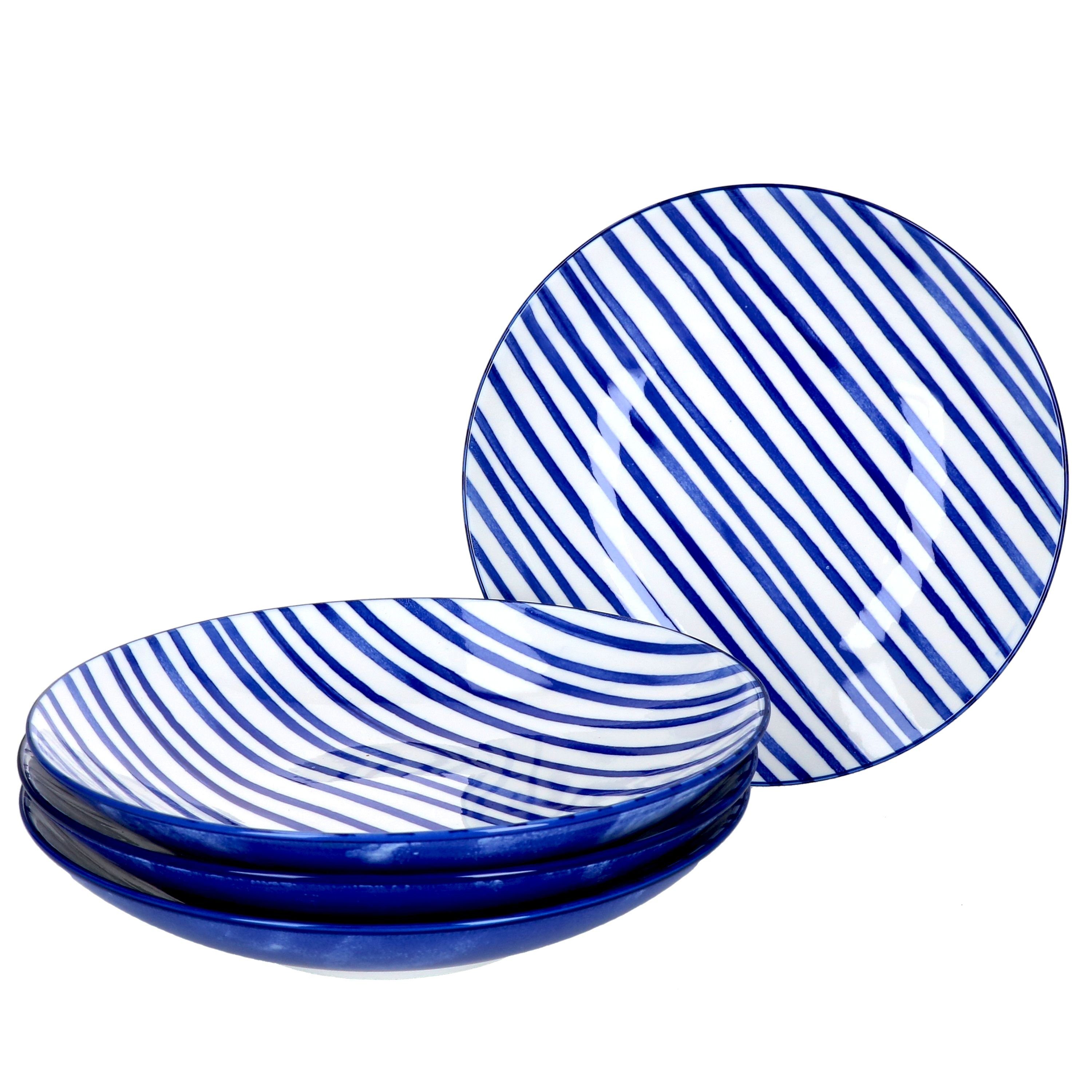 Ritzenhoff & Breker Suppenteller 4er Set Suppenteller 21,5cm Streifen Seaside - Ritzenhoff 270235