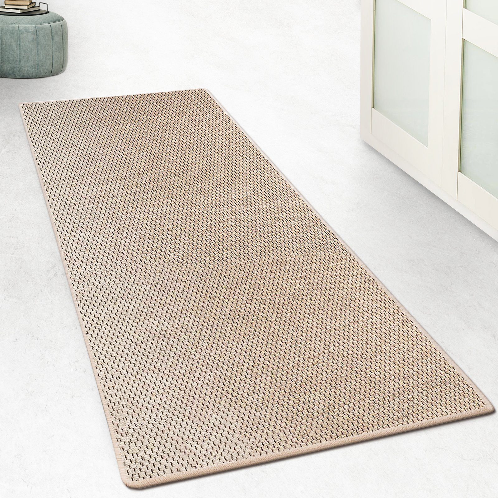 Läufer Kalkutta, Teppichläufer, Flur Sisal Läufer als Teppich, Floordirekt, rechteckig, Höhe: 5 mm, für Küche, Schlafzimmer oder Wohnzimmer geeignet, bis zu 2000cm Länge