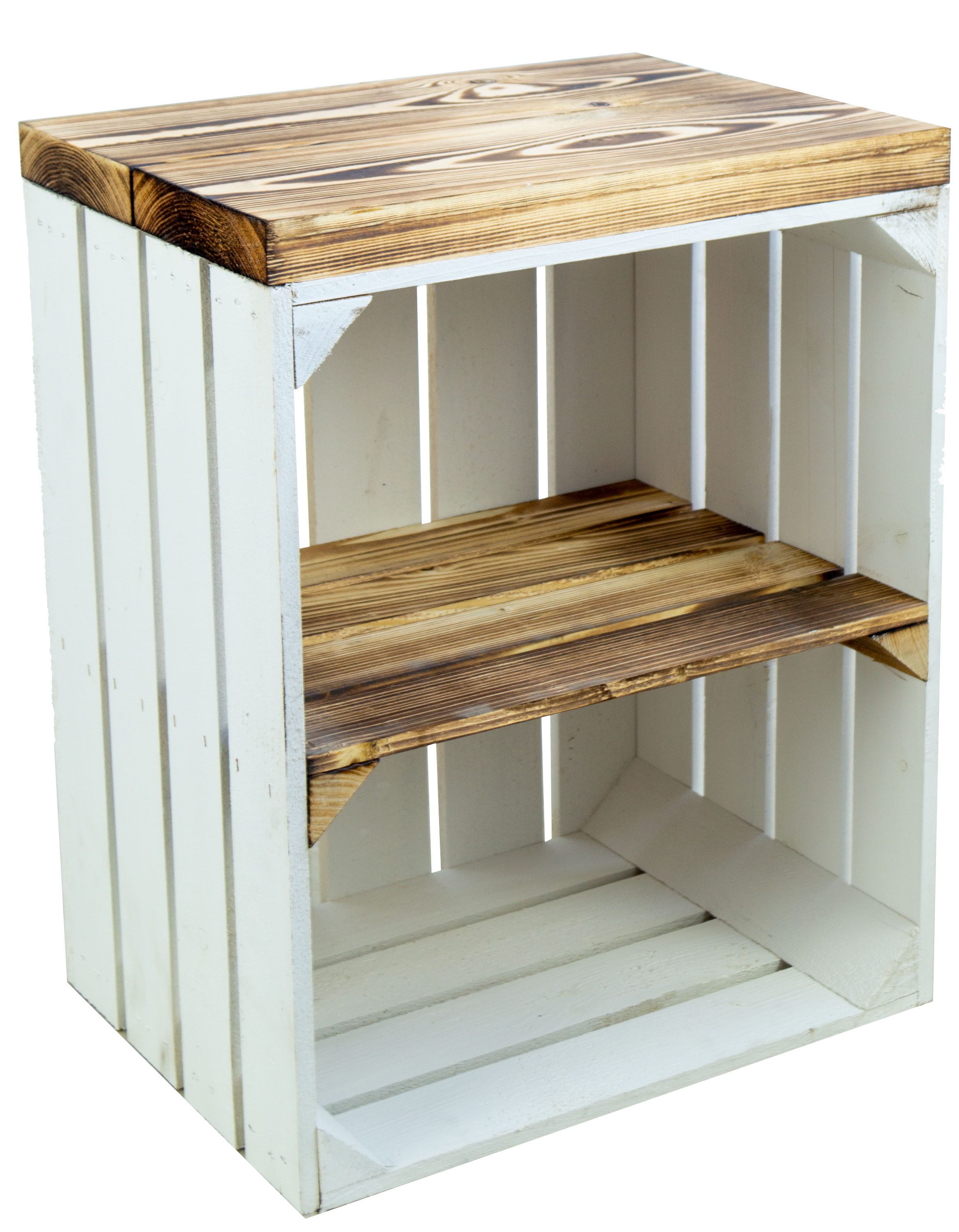 Kistenkolli Altes Land Allzweckkiste Hocker Anne weiss flam Quer flam Planke (Spar-Set, 1er Set)