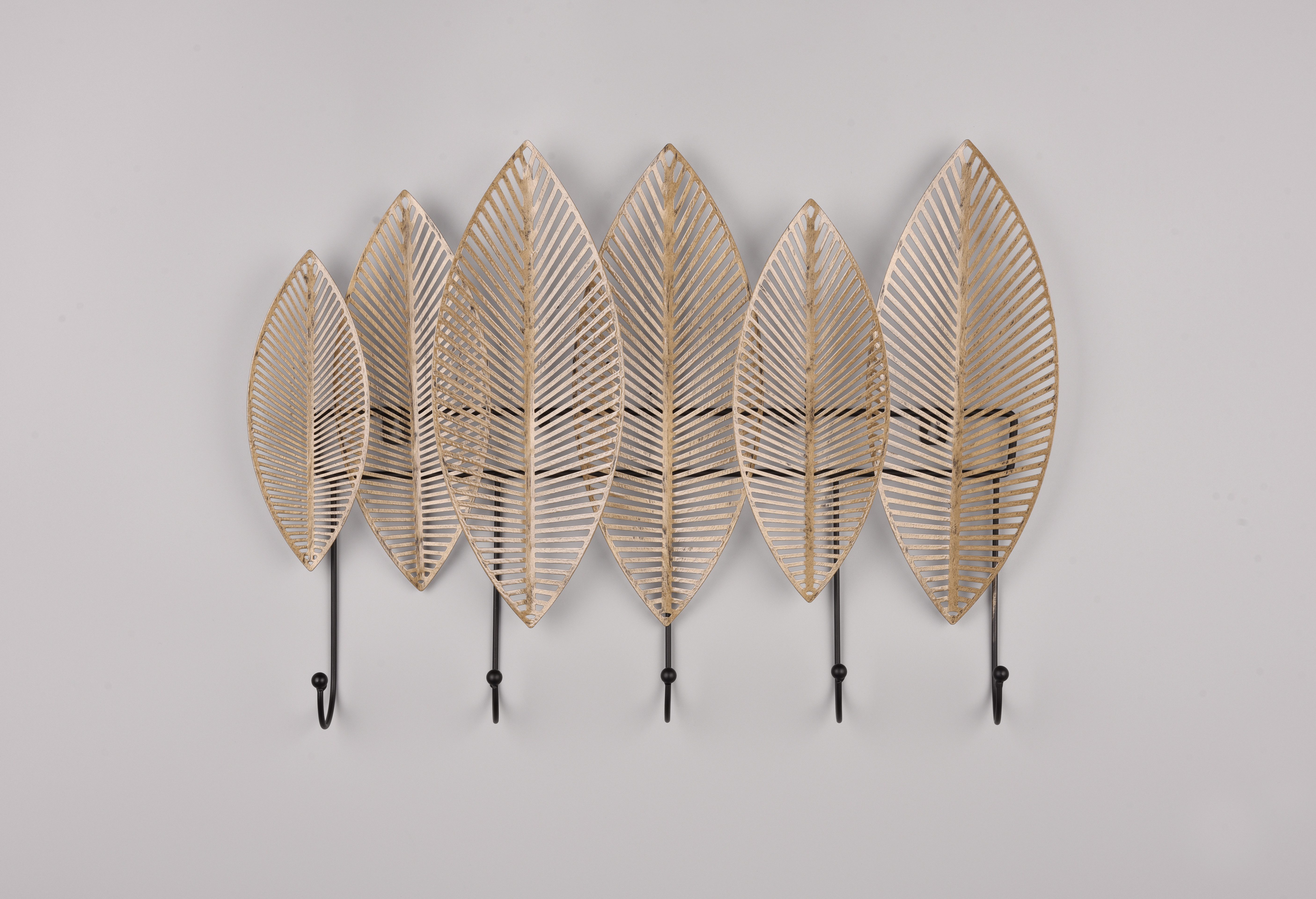 MIRRORS AND MORE Wandgarderobe Alma (1 St), Blatt-Design mit 5 Haken aus Metall