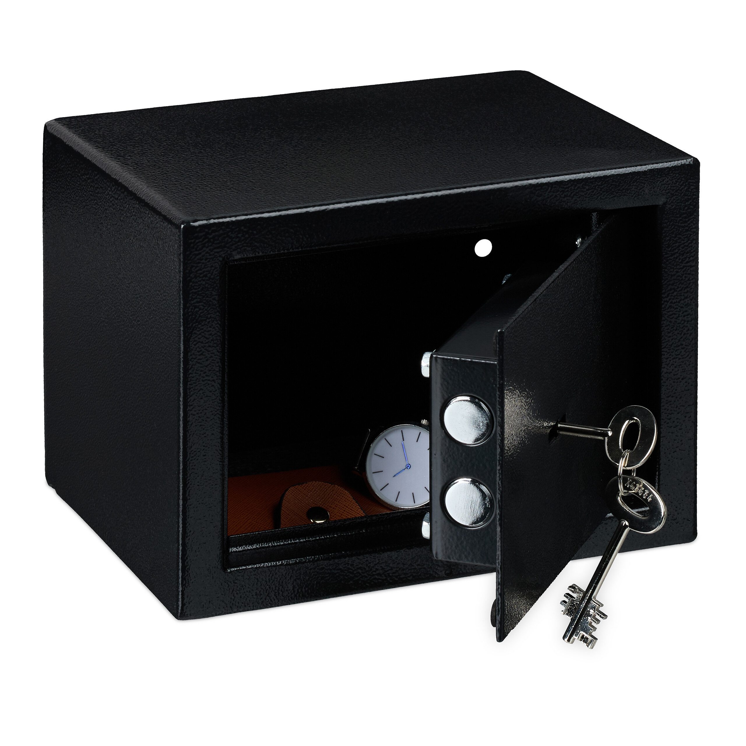 Tresor Schwarzer Wandtresor mit Schlüssel
