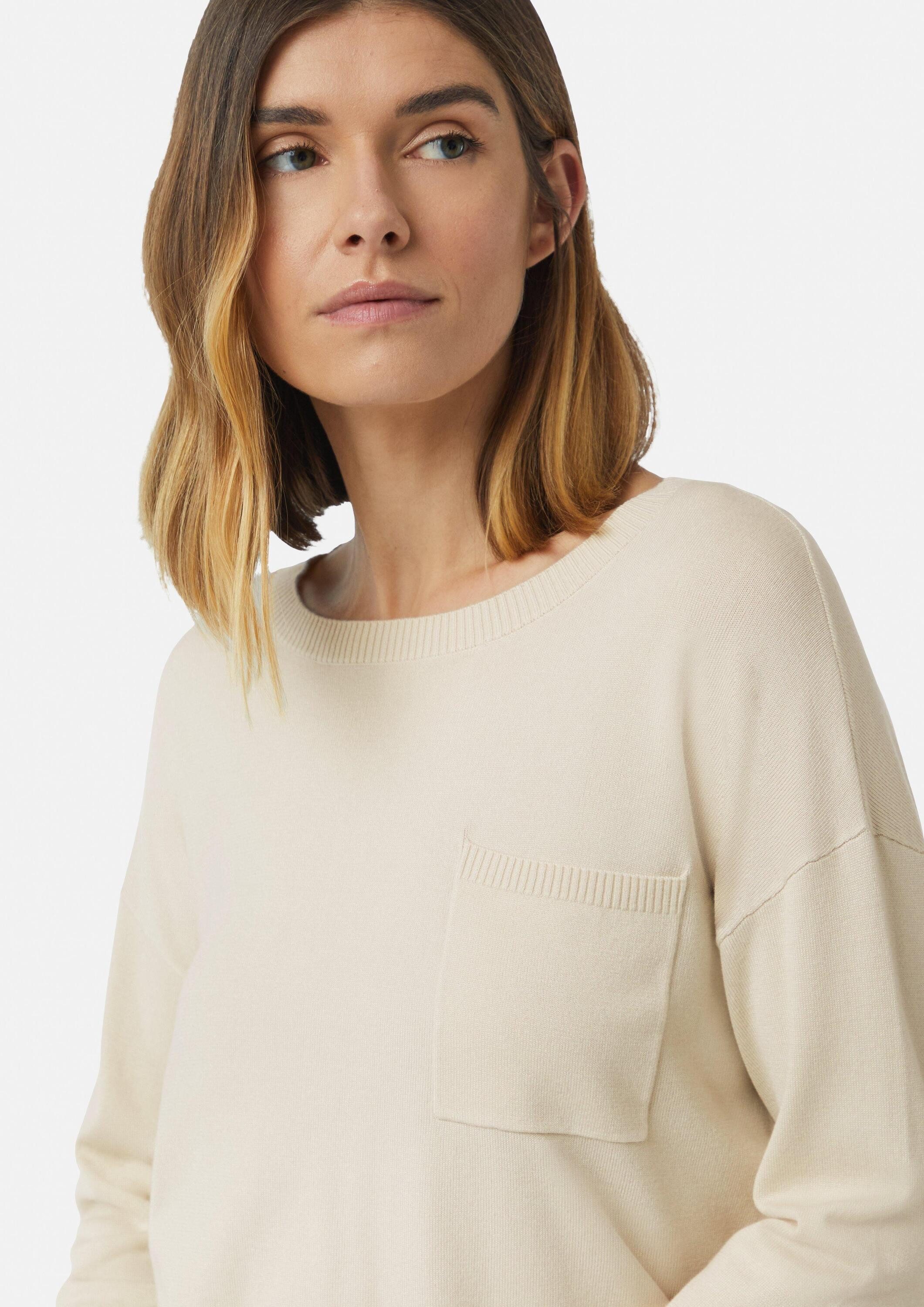 comma Longpullover Strickpullover Feinstrickpullover mit Durchzugkordel