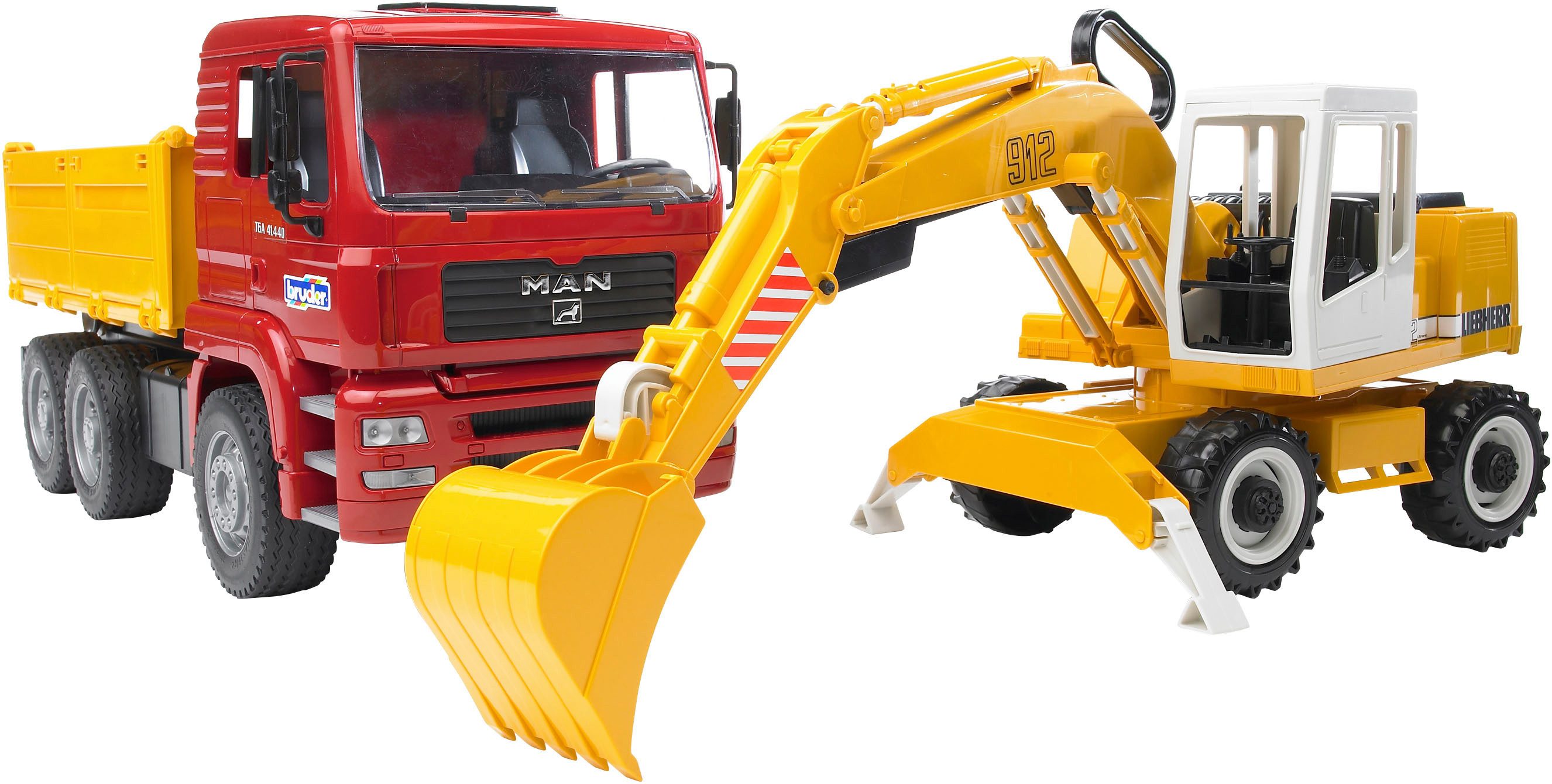 Bruder® Spielzeug-Kipper MAN TGA Kipper mit Bagger 39 cm (02751), Made in E günstig online kaufen