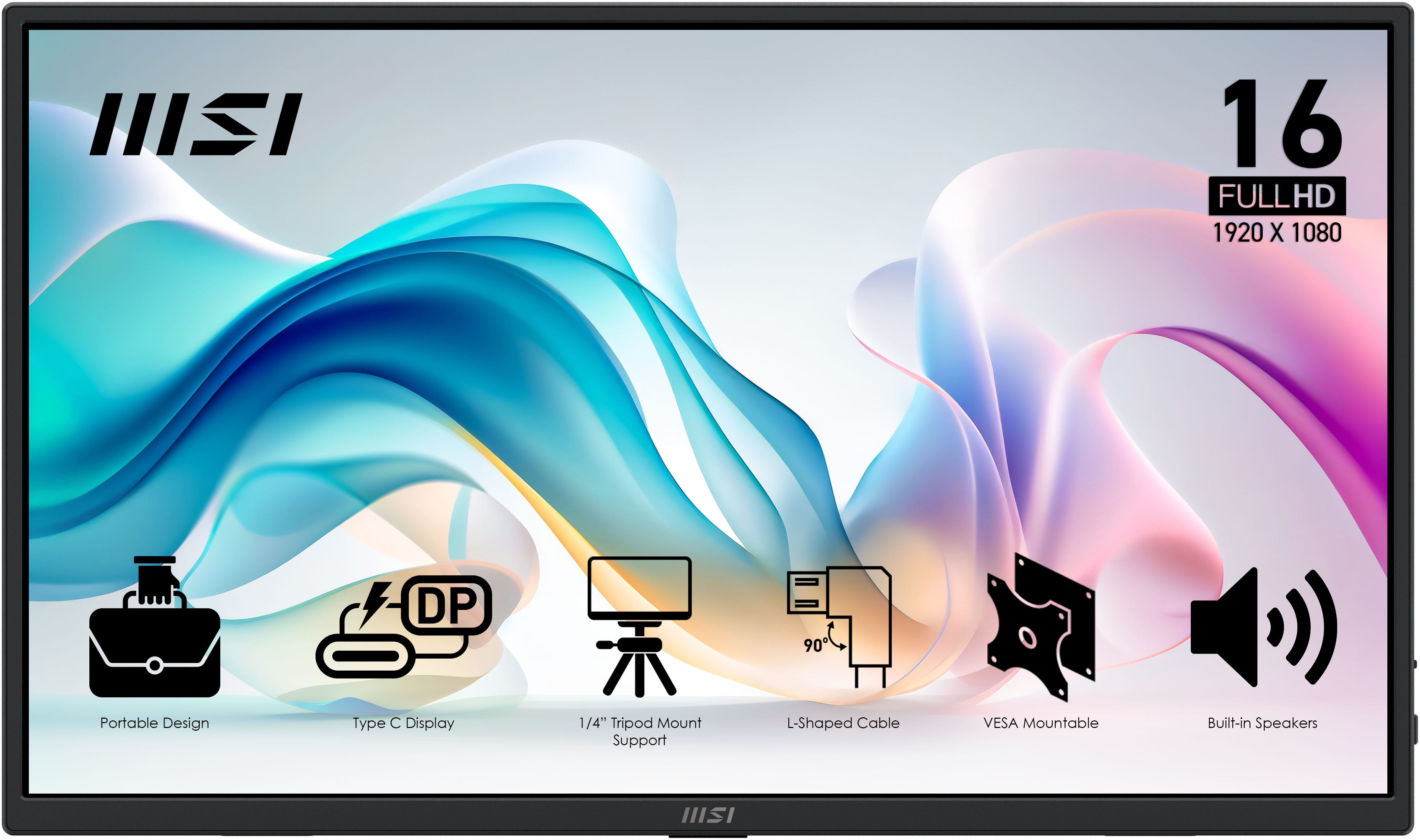 MSI PRO MP165 E6 Portabler Monitor (40 cm/16 ", 1920 x 1080 px, Full HD, 4 ms Reaktionszeit, 60 Hz, IPS)