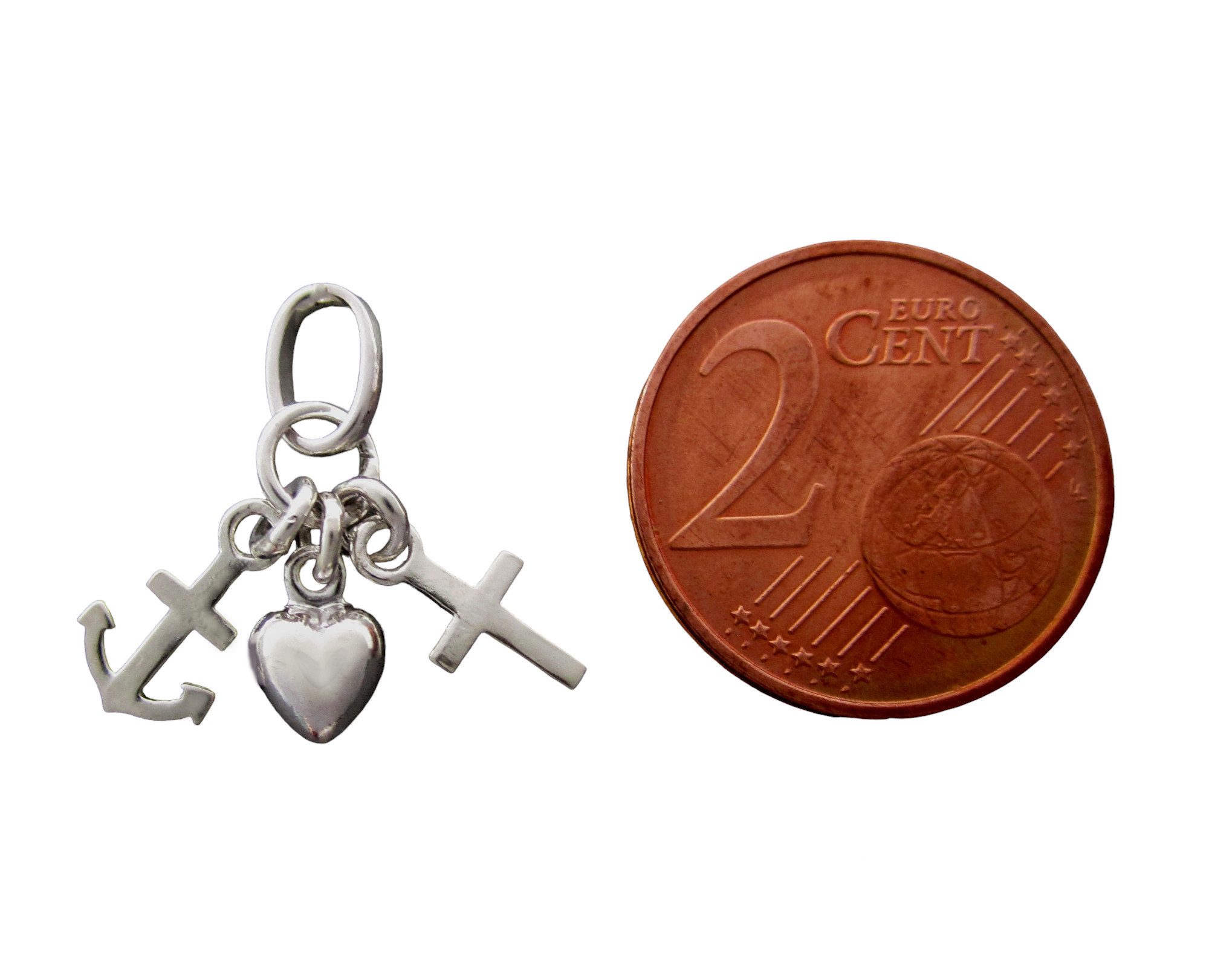 NICEANDnoble Kette mit Anhänger 925er Silber Panzerkette mit Anhänger Glaube, Liebe, Hoffnung